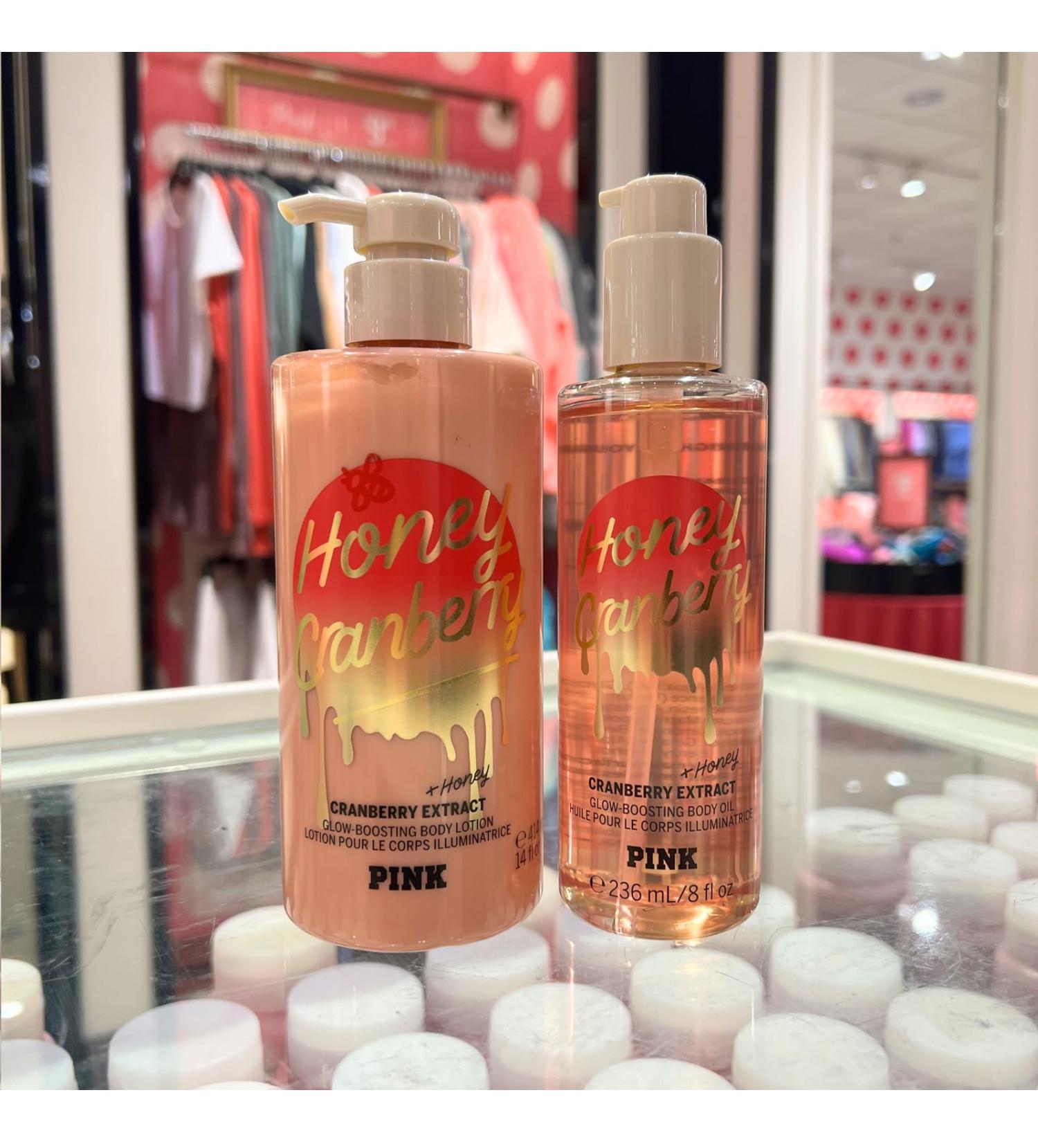 Victoria's Secret PINK Honey Cranberry Glow Boosting Body Lotion & Oil Set | International Shipping - Buy Online on GoSupps.com