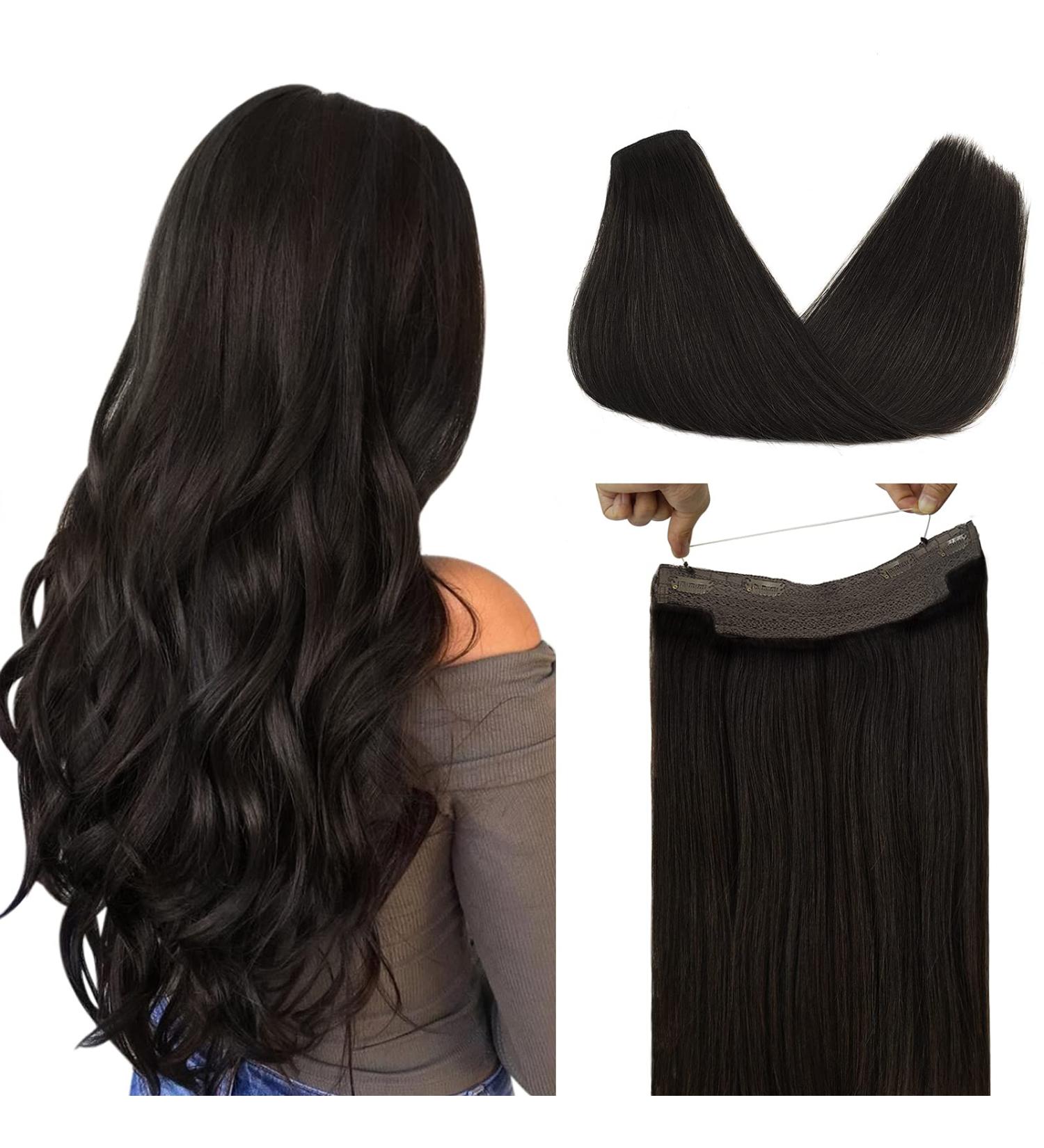 DOORES 18 Dark Brown Wire Hair Extensions - 95g Remy Human Hair, Natural Straight Invisible Hairpiece - Buy Online on GoSupps.com