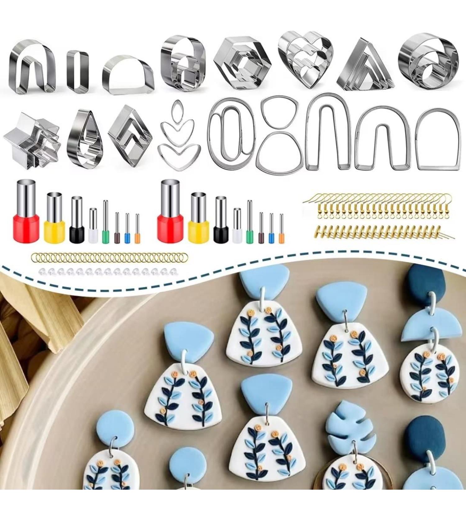 Keoker Polymer Clay Cutters Set - 36 Stainless Steel Shapes with 16 Circle Cutters and 60 Earrings Accessories for Jewelry Making - Buy Online on GoSupps.com