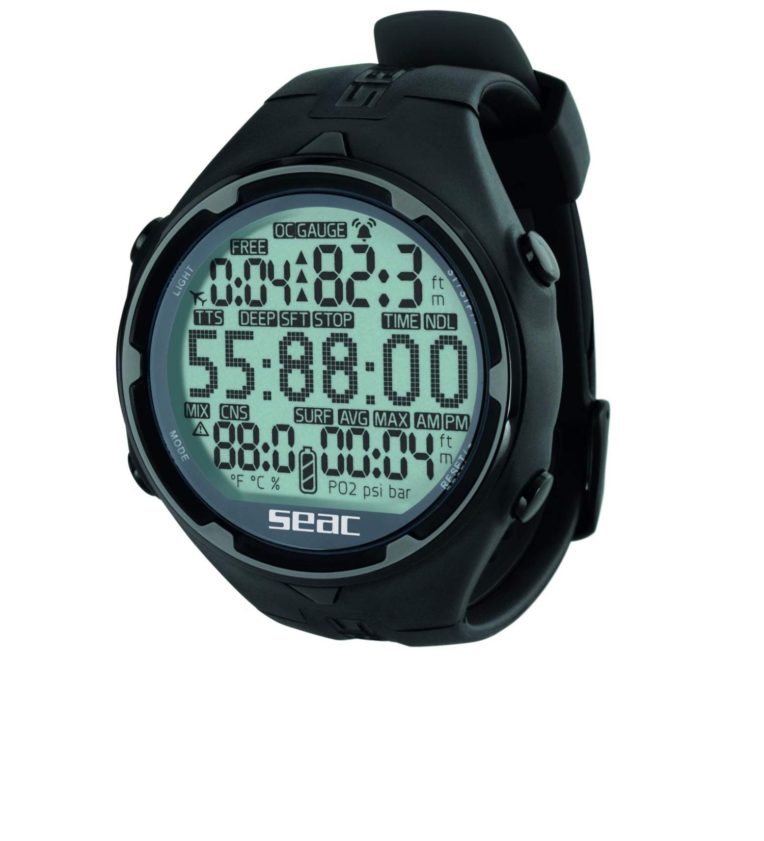 SEAC Action HR Dive Computer - Scuba & Freediving Mode, High Resistance, Dive Logbook, Planner, Safety Alarms - Black/Red - Buy Online on GoSupps.com