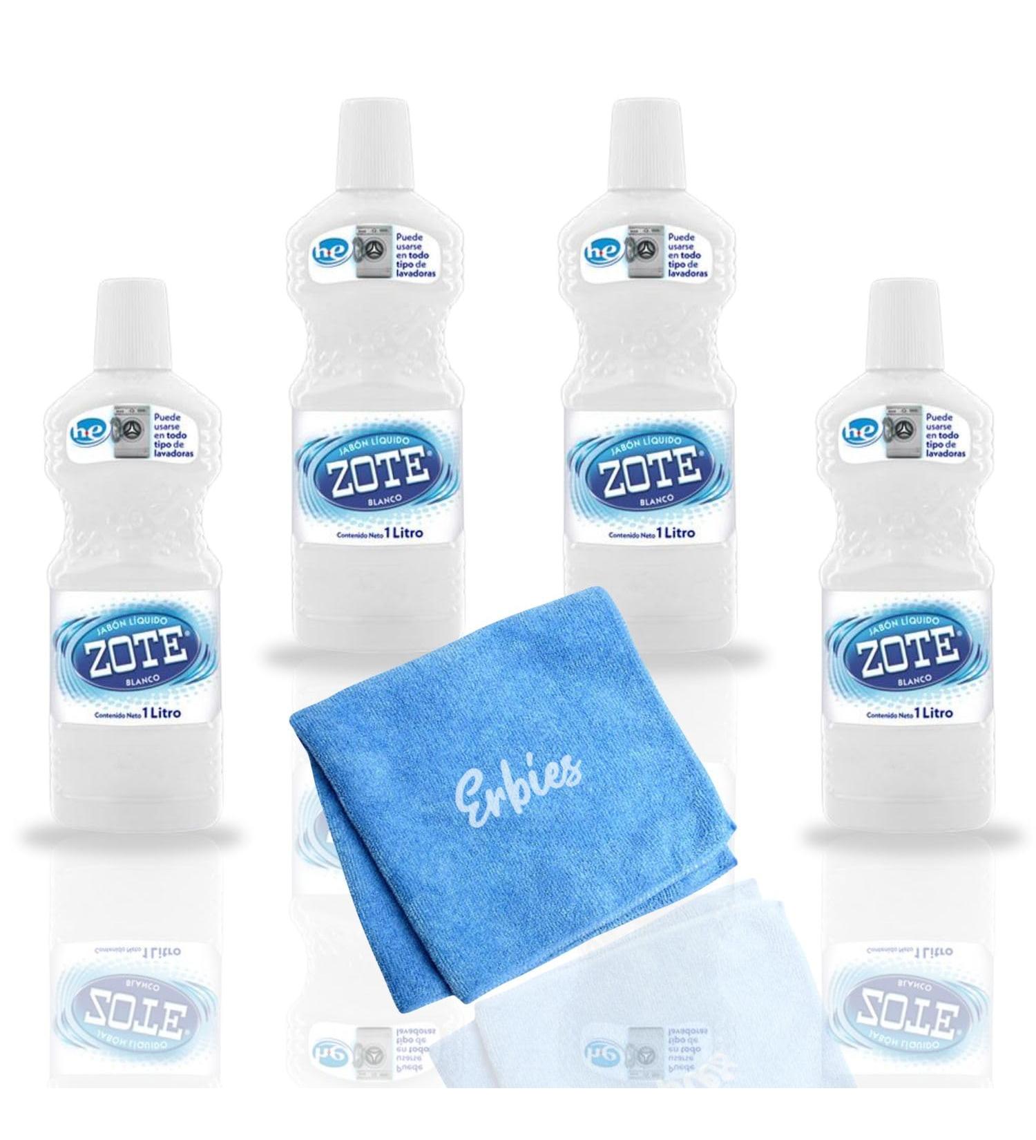 Zote Liquid Soap Bundle - 1 Liter (Pack of 4) + Bonus Cleaning Cloth | Powerful Laundry Solution for Brighter Whites & Fresher Clothes - International Shipping Available - Buy Online on GoSupps.com