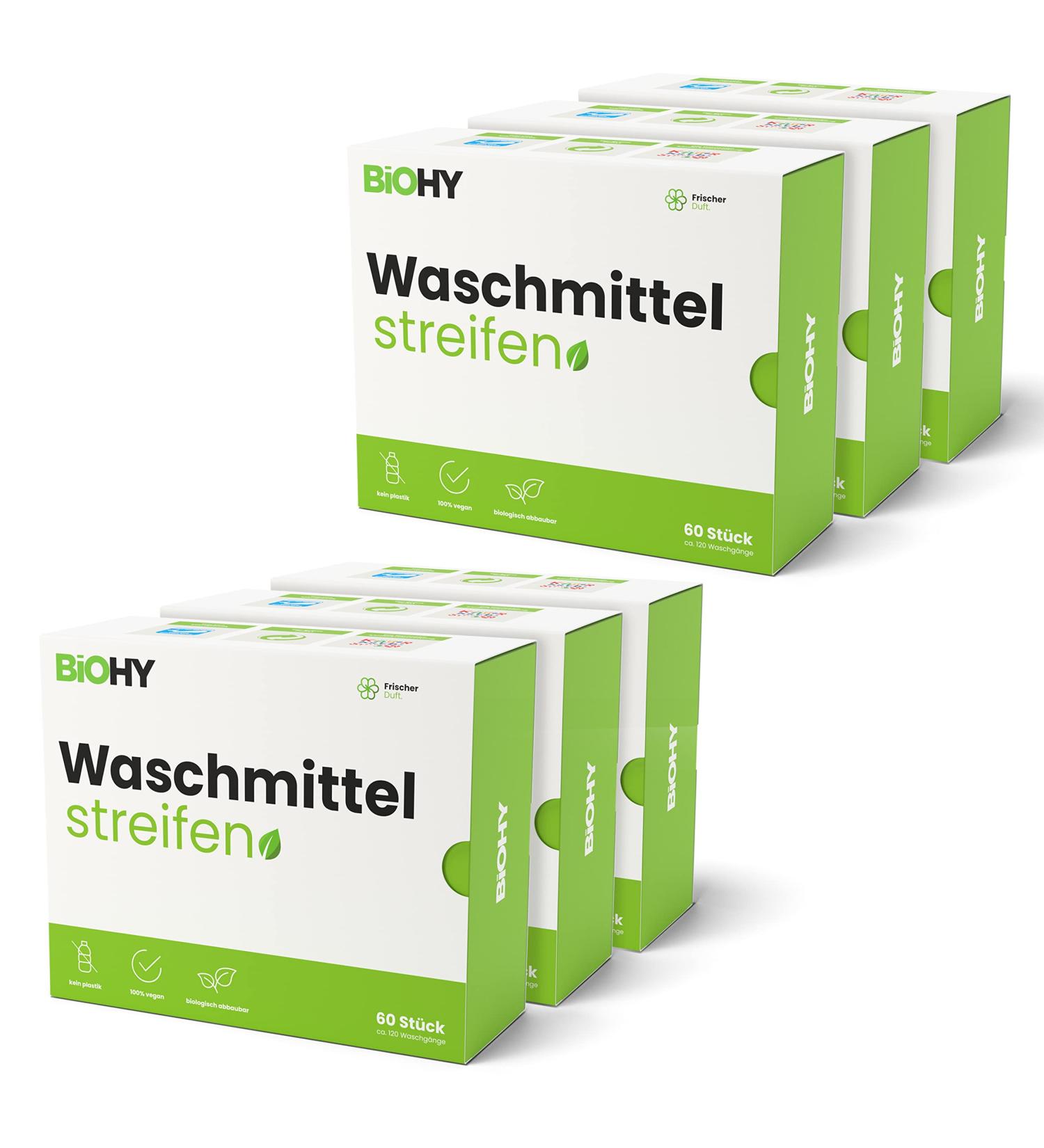 BiOHY Detergent Sheets (6 x 60 Pieces) | Sustainable Travel Detergent | Multi-Use & Without Plastic | Biodegradable Washing Paper | Water-Soluble Detergent Strips for Washing Machines (Wasch Bl tter) 360 count (Pack of 1) - Buy Online on GoSupps.com