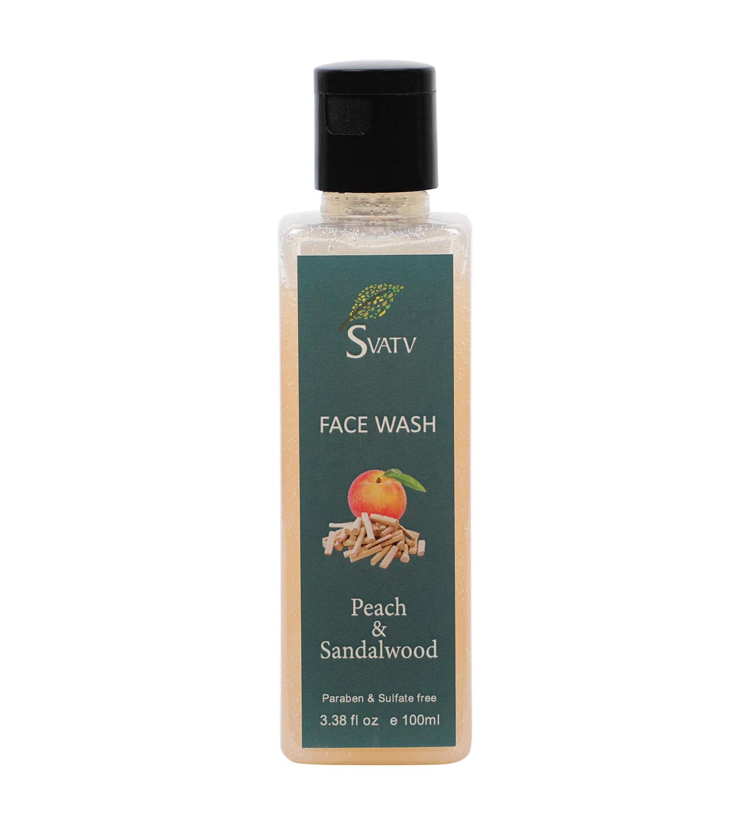 SVATV Peach & Sandalwood Exfoliating Face Wash - Paraben & Sulfate Free Cleanser with Mixed Fruit Extract for Refreshing Cleansing & Makeup Removal - 100ml - Buy Online on GoSupps.com