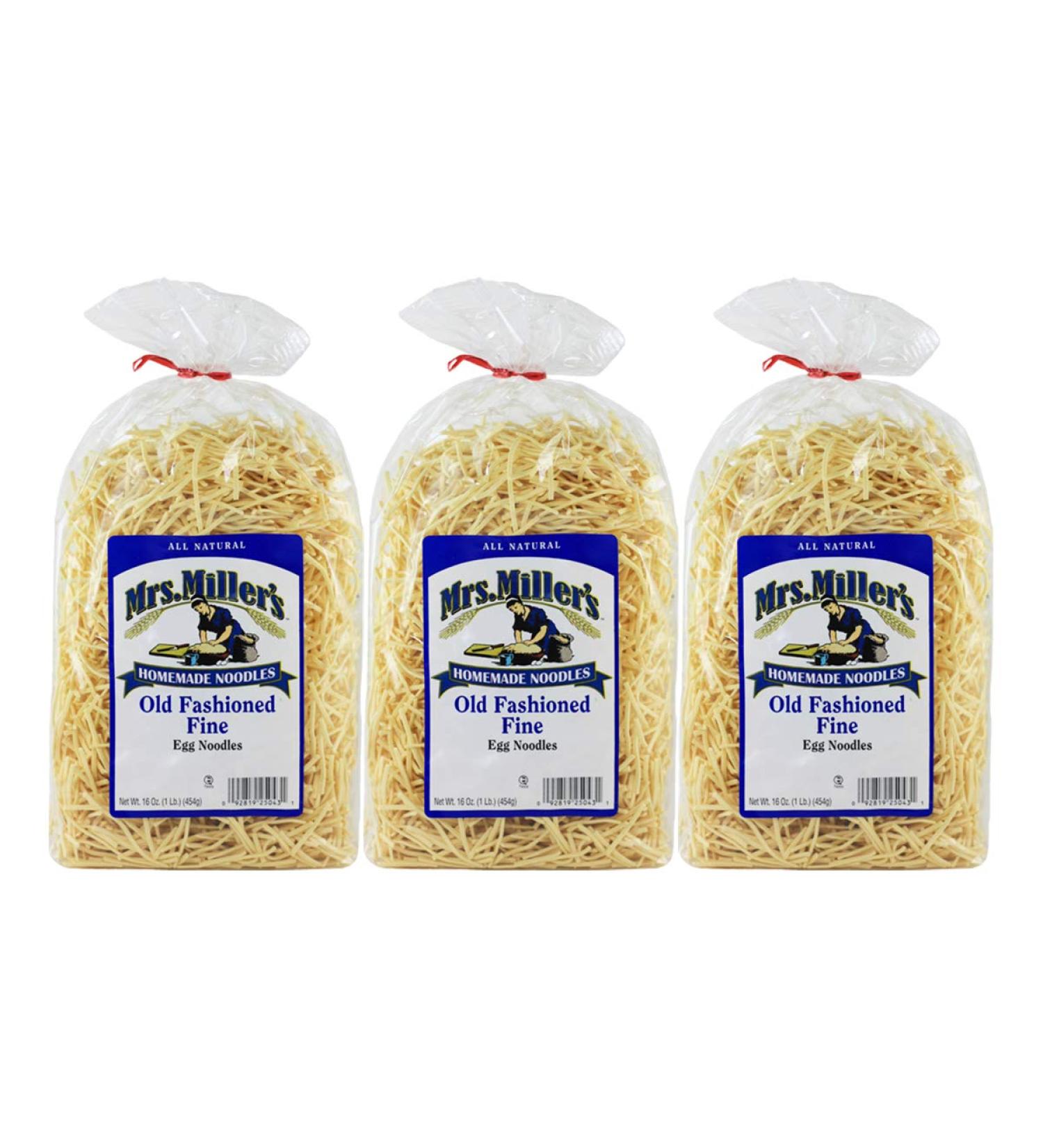 Mrs. Miller's Homemade Old Fashioned Egg Noodles, Fine, 16 OZ (Pack - 3)