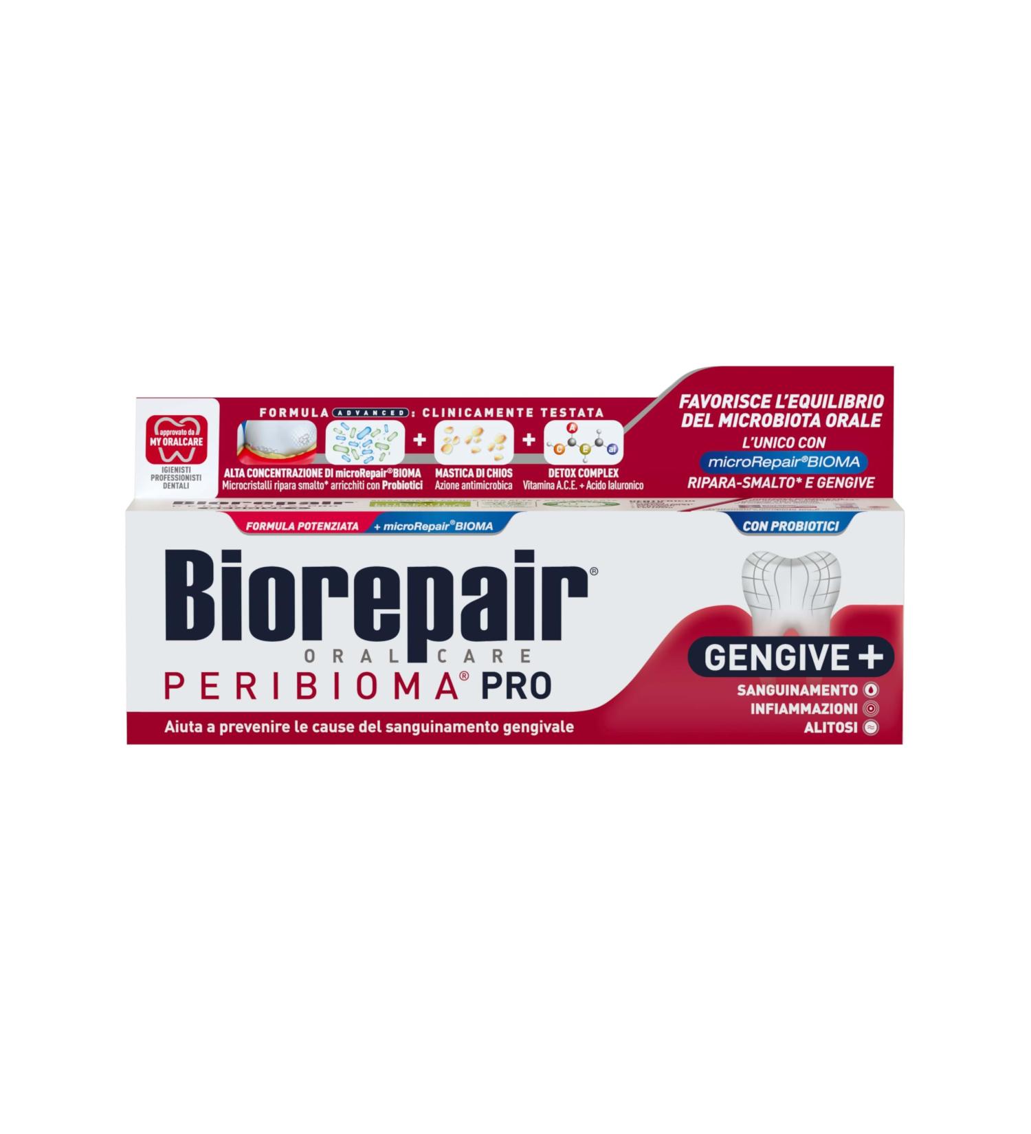 Biorepair toothpaste Peribiom Pro Gingive+ for a normal oral microbiota prevents bleeding gums and protects against gum plaque 75 ml