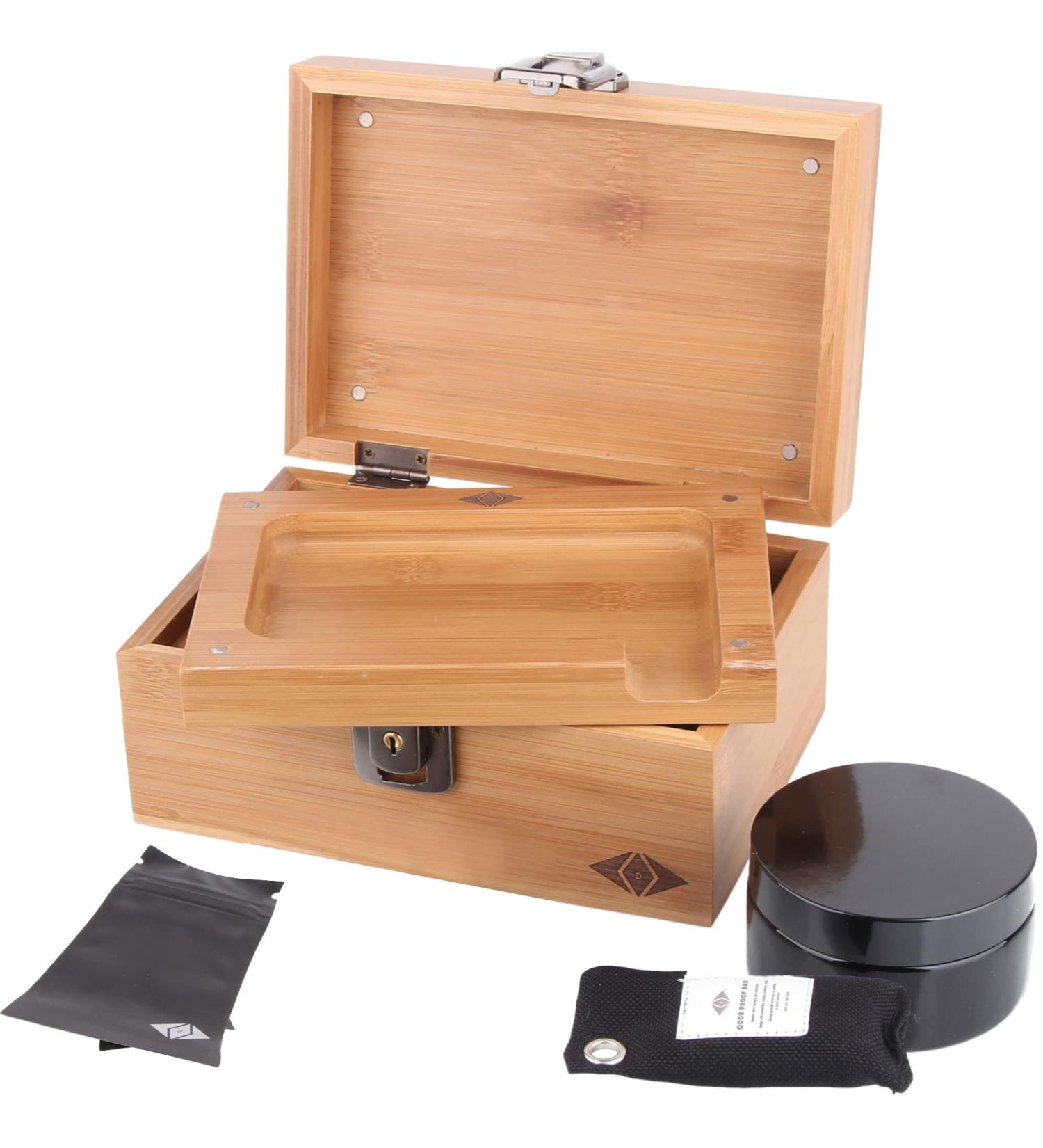 Premium Box Kit with Lock - 100mL Airtight UV Jar, Charcoal Bag, 2 Odorless Resealable Bags - Buy Online on GoSupps.com