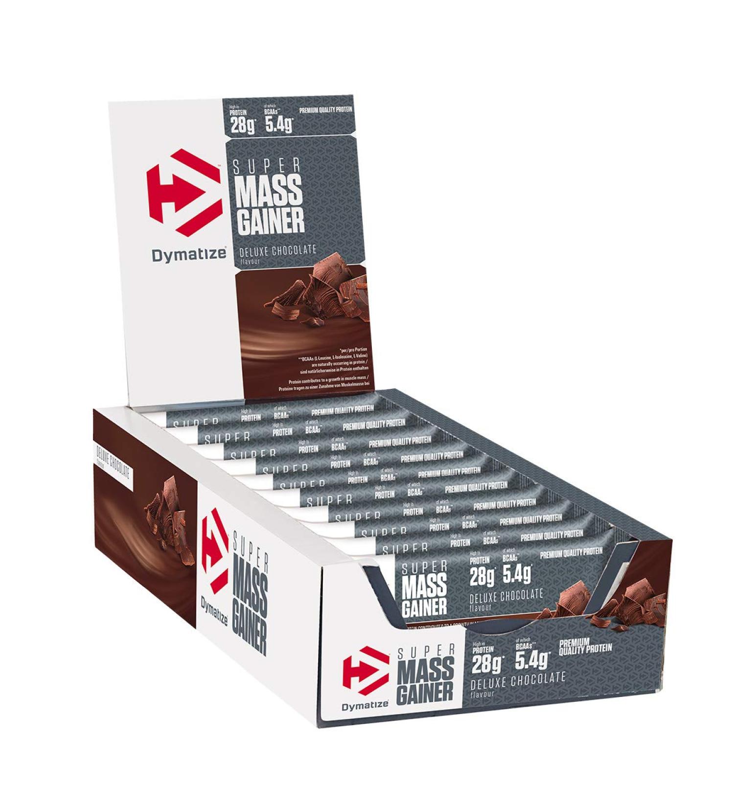 Dymatize Super Mass Gainer Bar Deluxe Chocolate - High Protein Weight-Gainer Bar + Whey and Casein Protein Chocolate Deluxe - Buy Online on GoSupps.com
