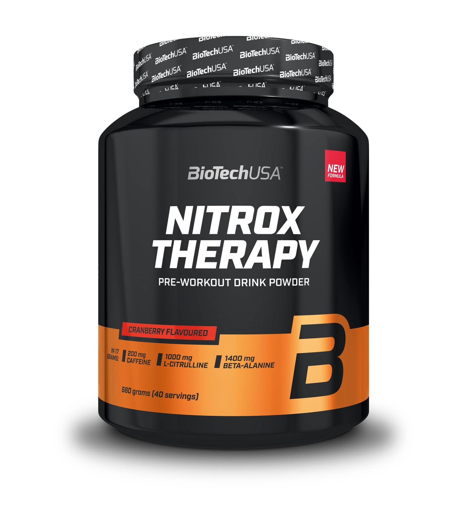 BioTechUSA Nitrox Therapy | With Vitamin B6 Magnesium & Caffeine | 16 Active Ingredients | Gluten Free Lactose Free 340 g Tropical Fruits - Buy Online on GoSupps.com