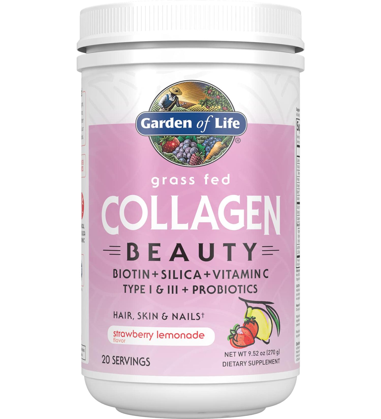 Garden of Life Grass Fed Collagen Beauty - Strawberry Lemonade 9.52 oz (270g) - Premium Collagen Supplement - Buy Online on GoSupps.com