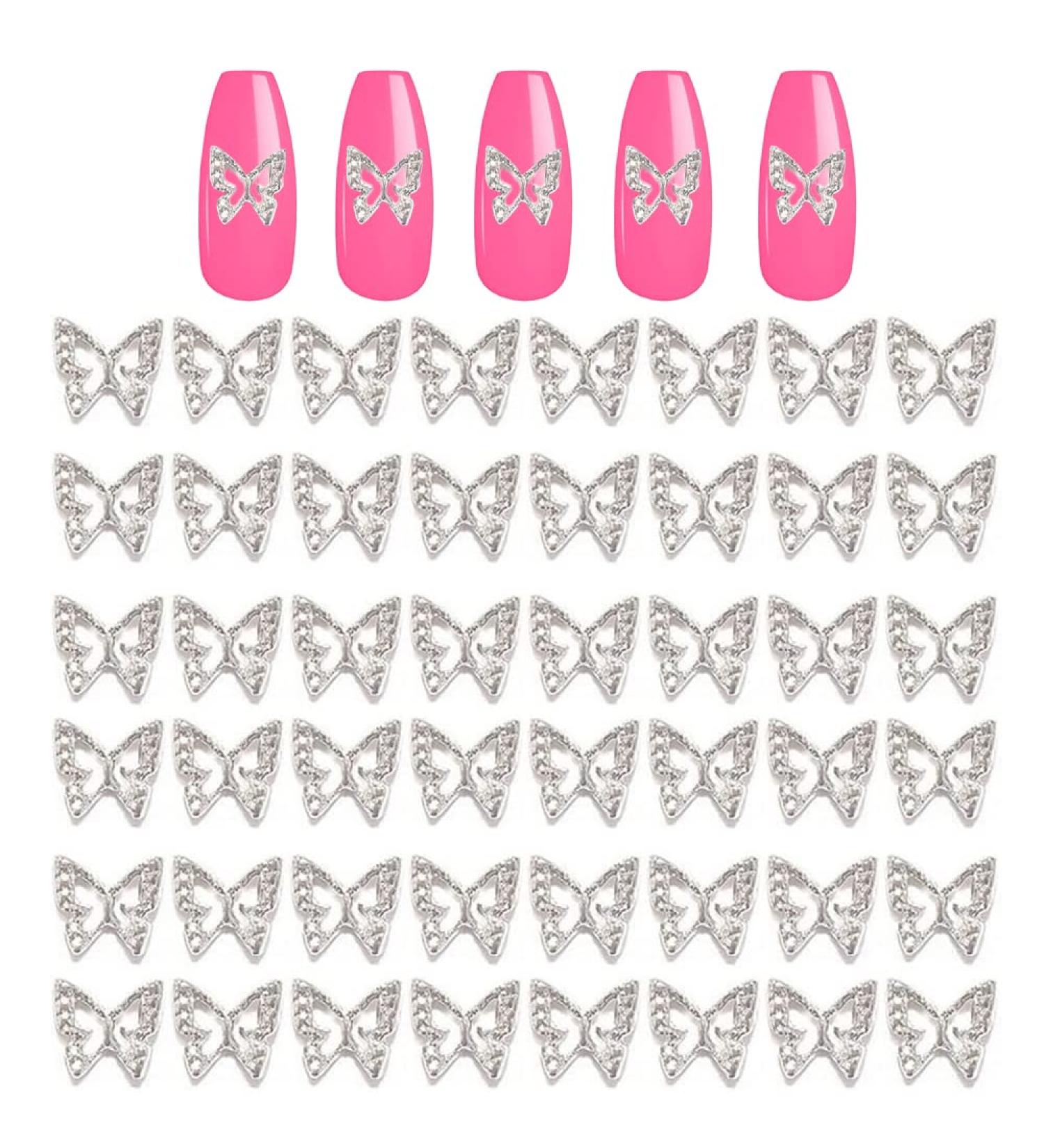 KACHIMOO 50 Silver Butterfly Nail Charms for Acrylic Nails - DIY Craft & Nail Art Accessories - Buy Online on GoSupps.com