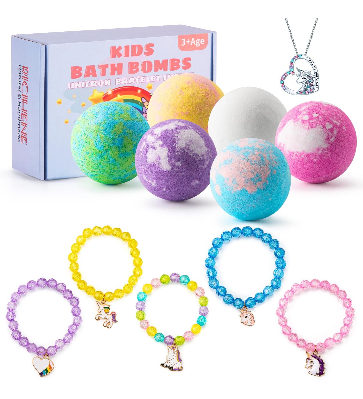 Bath Bombs for Kids with Surprise Inside 6 Large Organic Bubble with Bracelets Toys Safe and Natural bathbombs Toys Gifts for 3+ Years Old Girls Birthday Christmas Unicorn Bath Bombs Sets - Buy Online on GoSupps.com