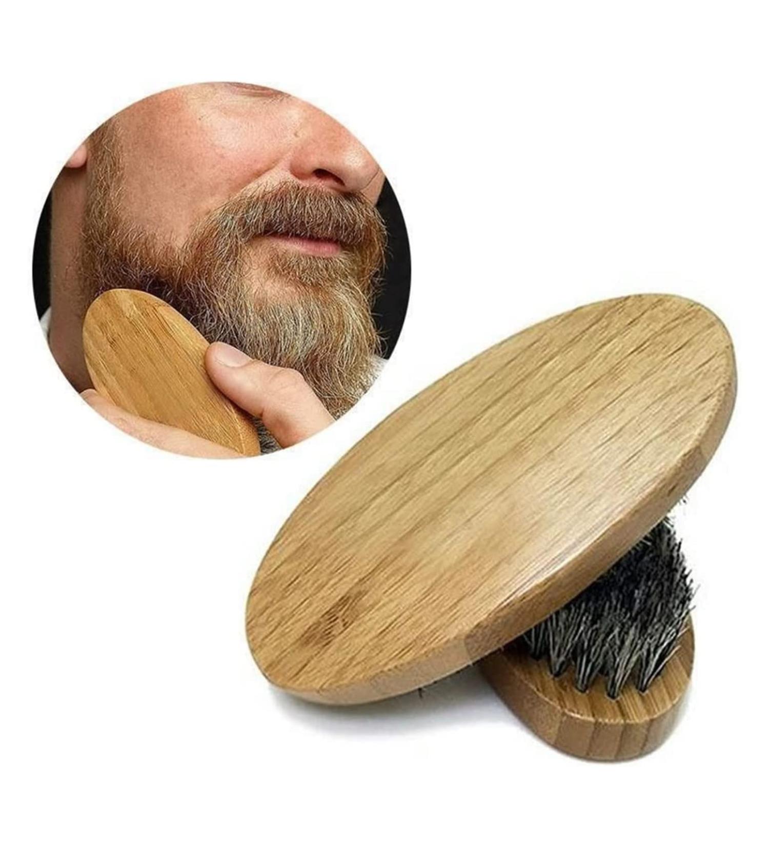 Home Shoes Brushes New Men Boar Hair Bristle Beard Mustache Brushs Military Hard Round Wood Handle Tool Bathroom Tool Brush Brown - Buy Online on GoSupps.com