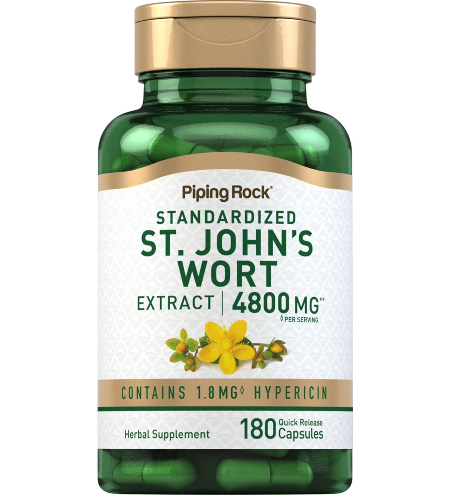 Piping Rock St. John's Wort Capsules | 180 Pills | Extract Supplement for Women and Men | Non-GMO Gluten Free - Buy Online on GoSupps.com