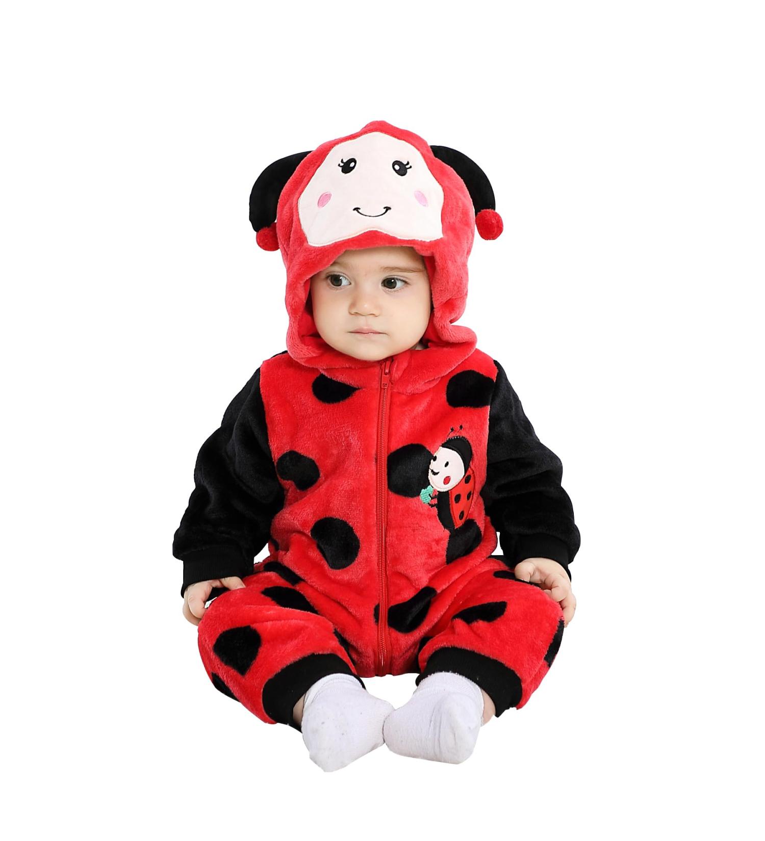 Doladola Unisex Baby Ladybug Romper | Flannel One Piece Pyjamas 0-3 Months - Buy Online on GoSupps.com