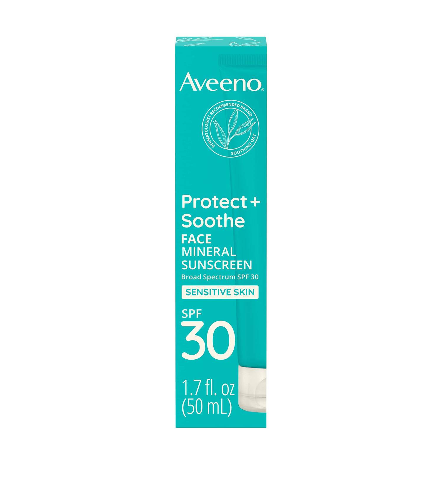 Aveeno Protect + Soothe Mineral Sunscreen SPF 30 - Lightweight & Non-Greasy Formula for Sensitive Skin - 1.7 fl. oz - Buy Online on GoSupps.com