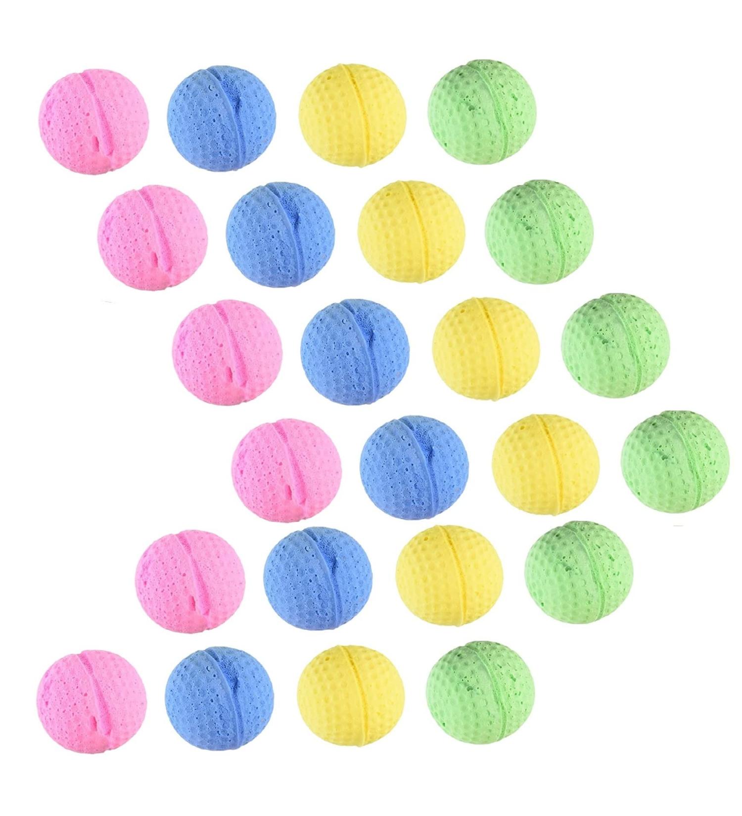 24 Pack Foam Soccer Balls Sponge Cat Balls Soft for Exercise Interactive Play Bouncy Noise Free Cat Toy (Pure Sponge Balls 24 pcs)