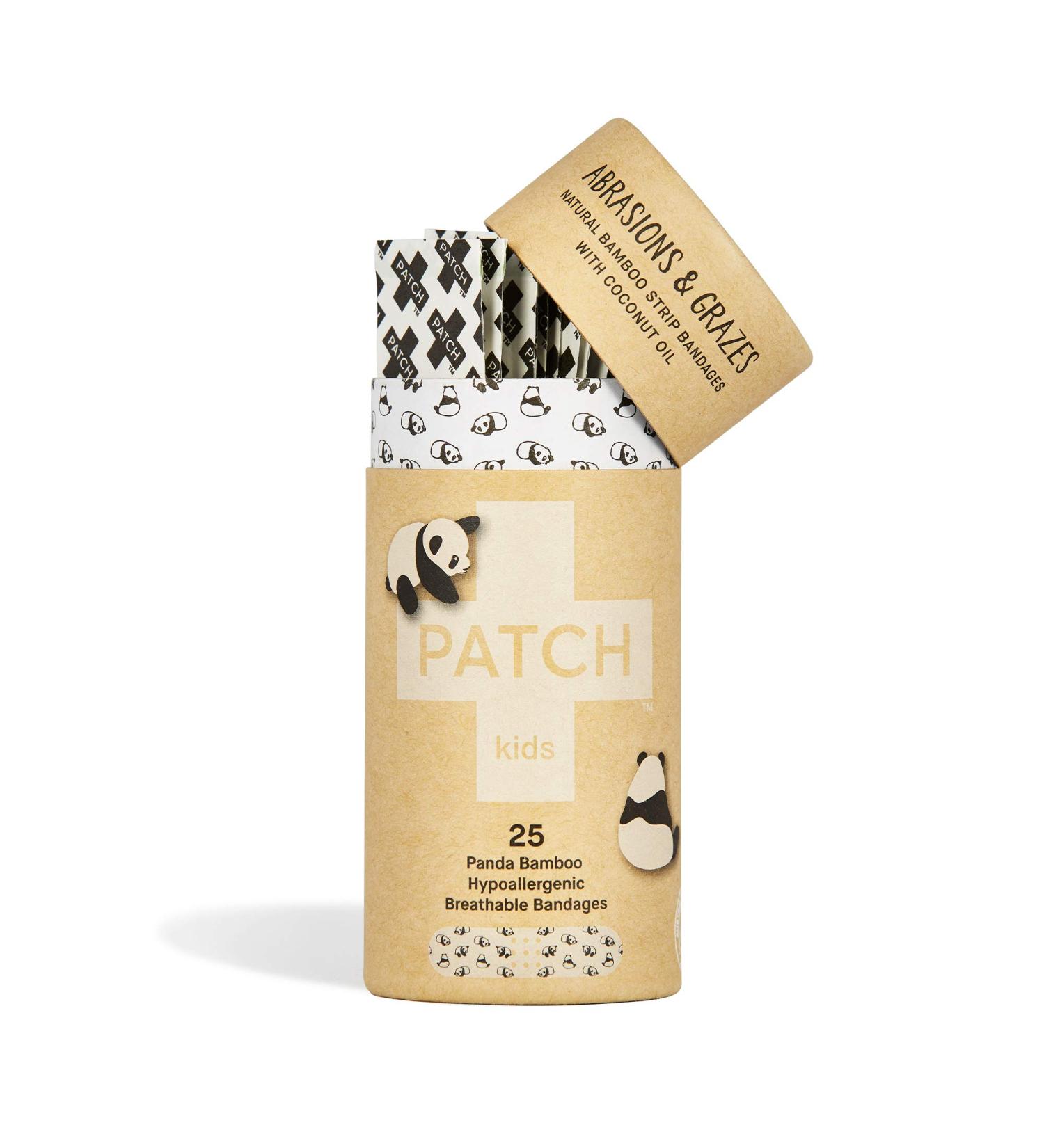 Patch Kids Bamboo Bandages with Coconut Oil - Eco-Friendly Panda Design for Abrasions & Grazes (25 Pack) - Buy Online on GoSupps.com