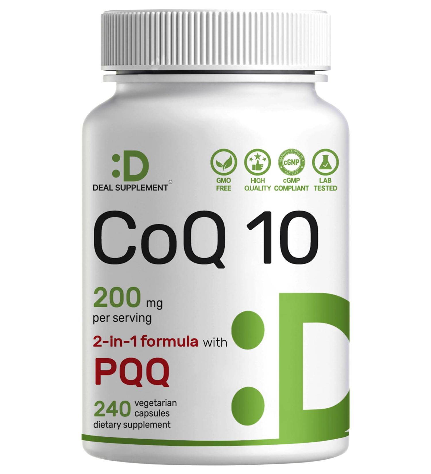 DEAL SUPPLEMENT CoQ10 200mg with PQQ 200mcg 240 Veggie Capsules | Bioavailable Coenzyme Q10 Complex | Supports Heart Energy & Brain Health | Antioxidant Support | Non-GMO 240 Count (Pack of 1) - Buy Online on GoSupps.com