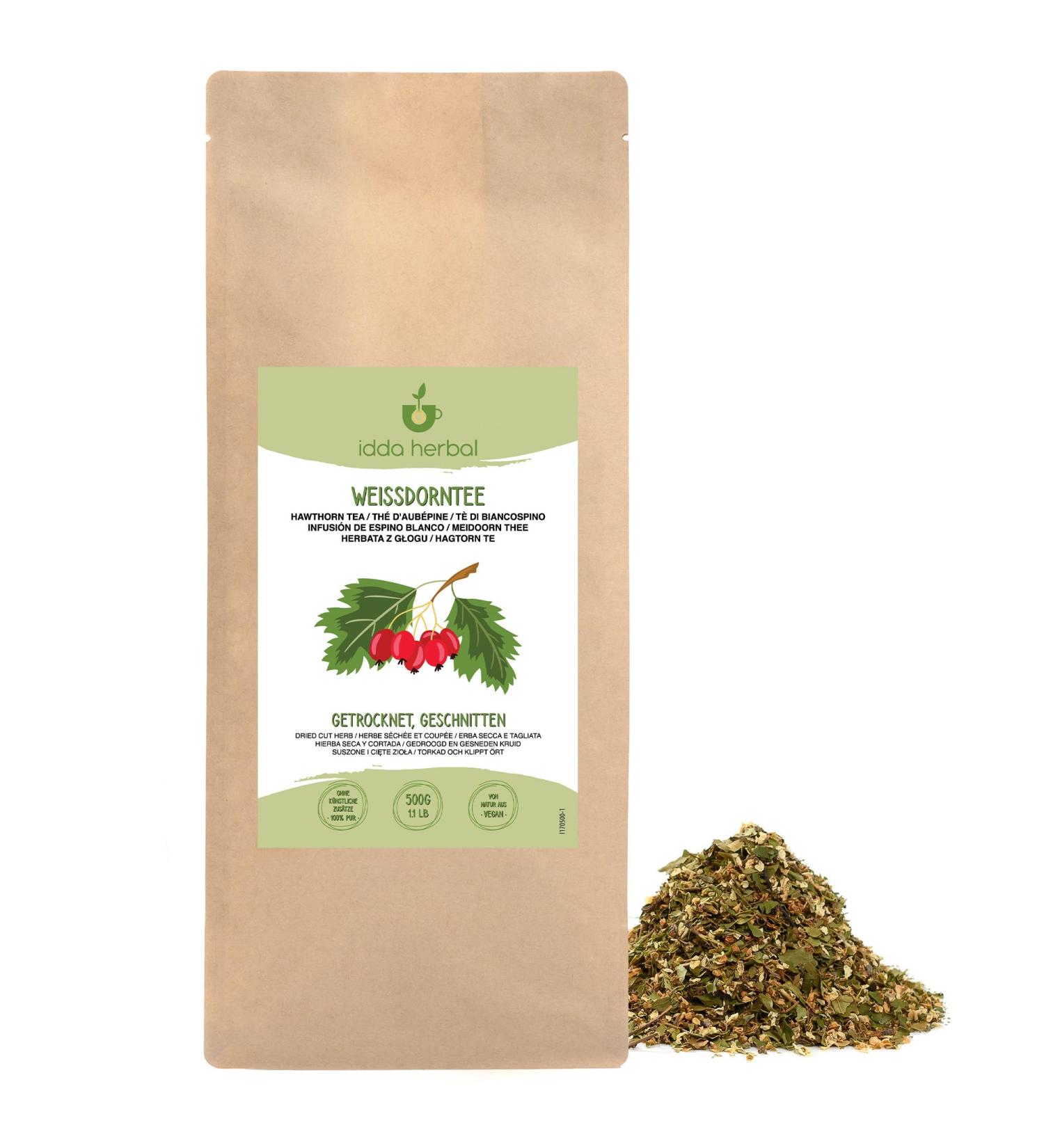  IDDA Herbal IDDA Herbal Hawthorn Herbal Tea 500 g Dried and Cut Grass Hawthorn Herbal Tea Loose Tea - Buy Online on GoSupps.com