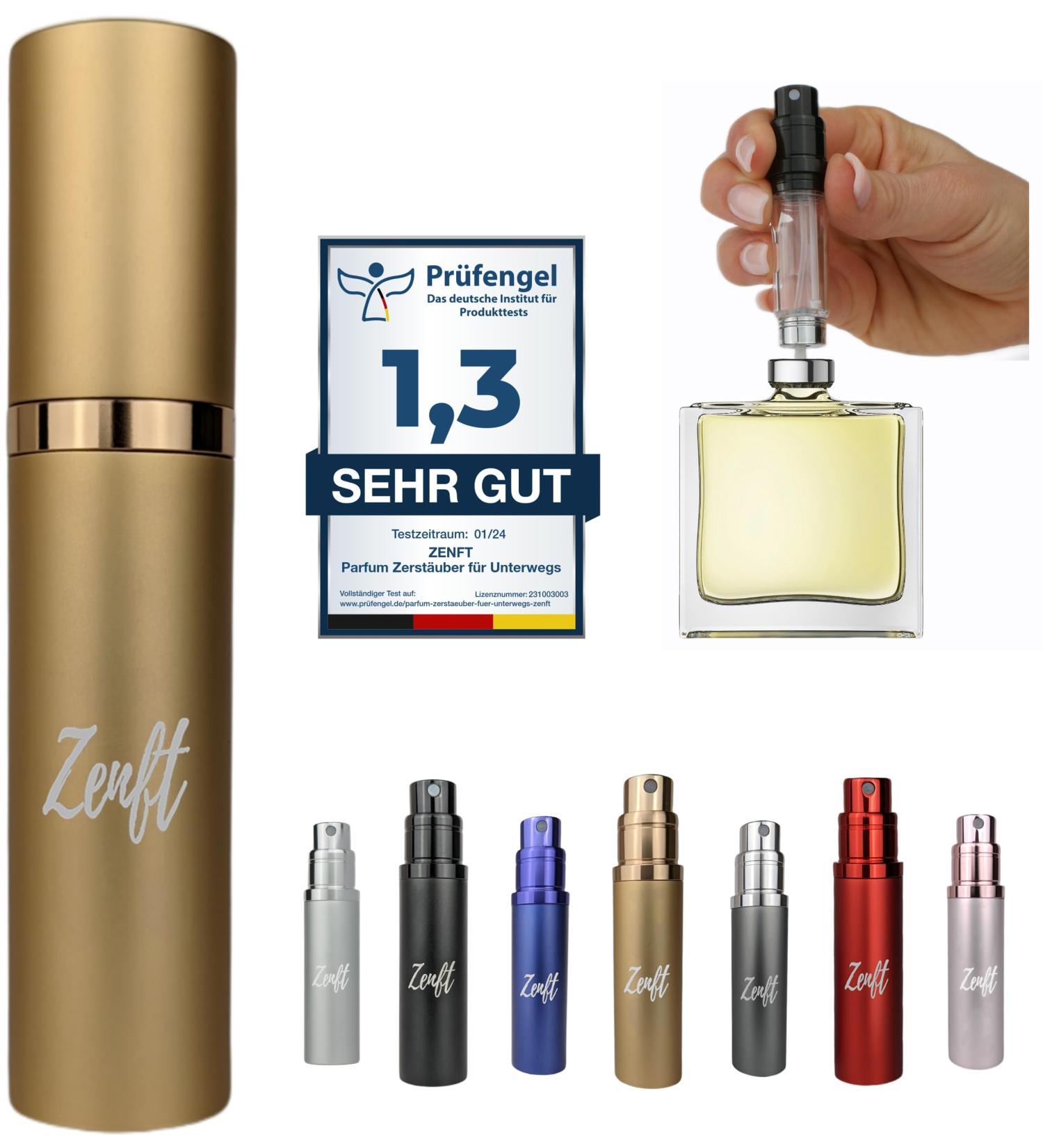 ZENFT Perfume Atomiser Fragrance Made Easy When Travelling Perfume Atomiser with Innovative Design and Easy Filling Your Ideal Companion for Fresh Fragrance Anywhere (Gold) - Buy Online on GoSupps.com