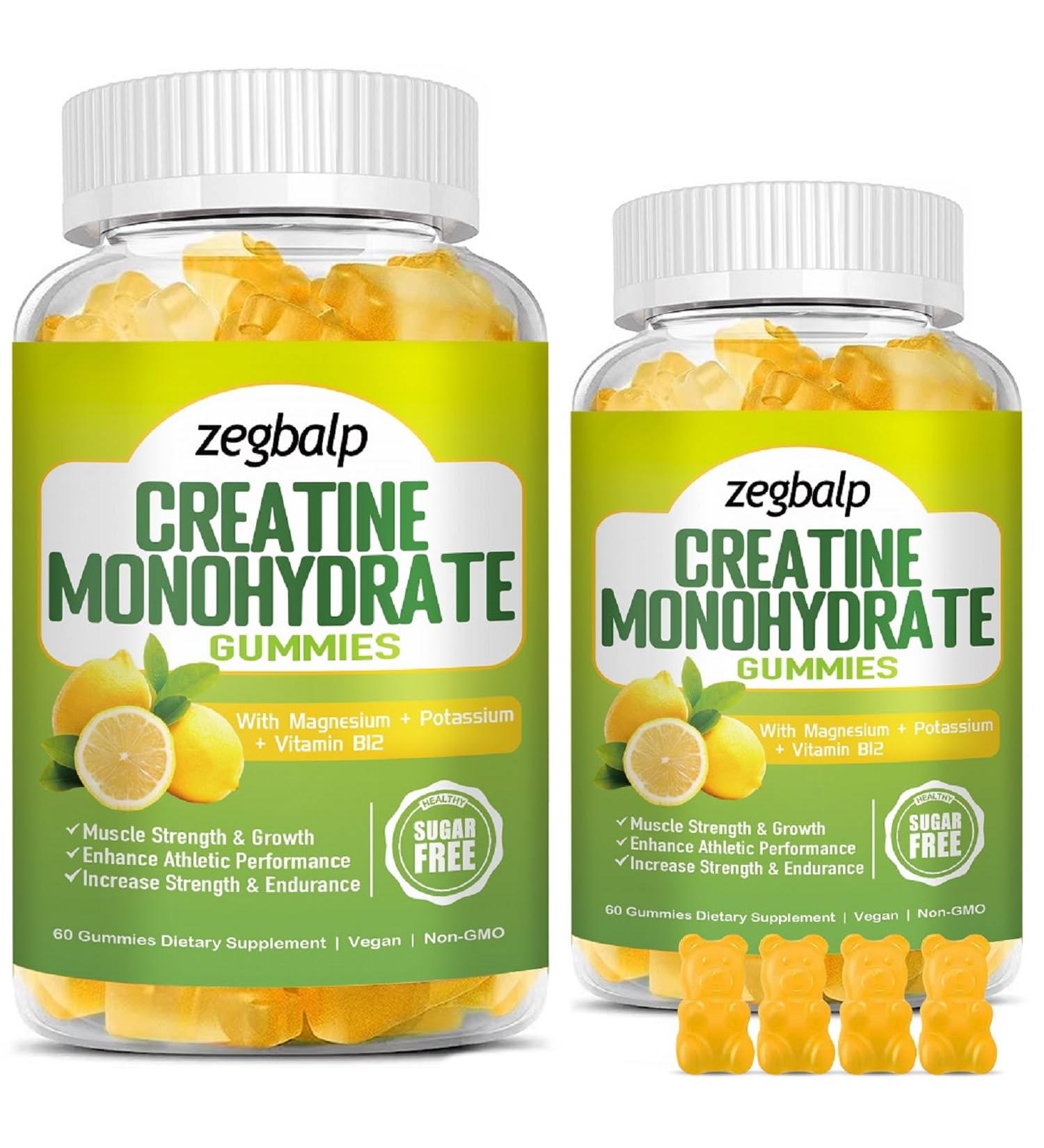 Sugar Free Creatine Monohydrate Gummies - Energy Boost & Muscle Growth Supplement with Magnesium & Vitamin B12 for Men & Women - 120 Counts - Buy Online on GoSupps.com