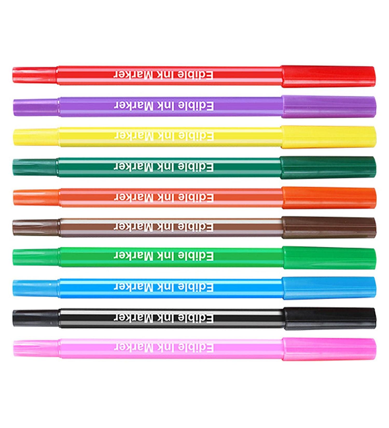 10 Edible Food Colour Pens Food Coloring Marker Upgrade Dual Sided Edible Pigment Markers for Baking Edible Pigment Markers Cake Painting - Buy Online on GoSupps.com