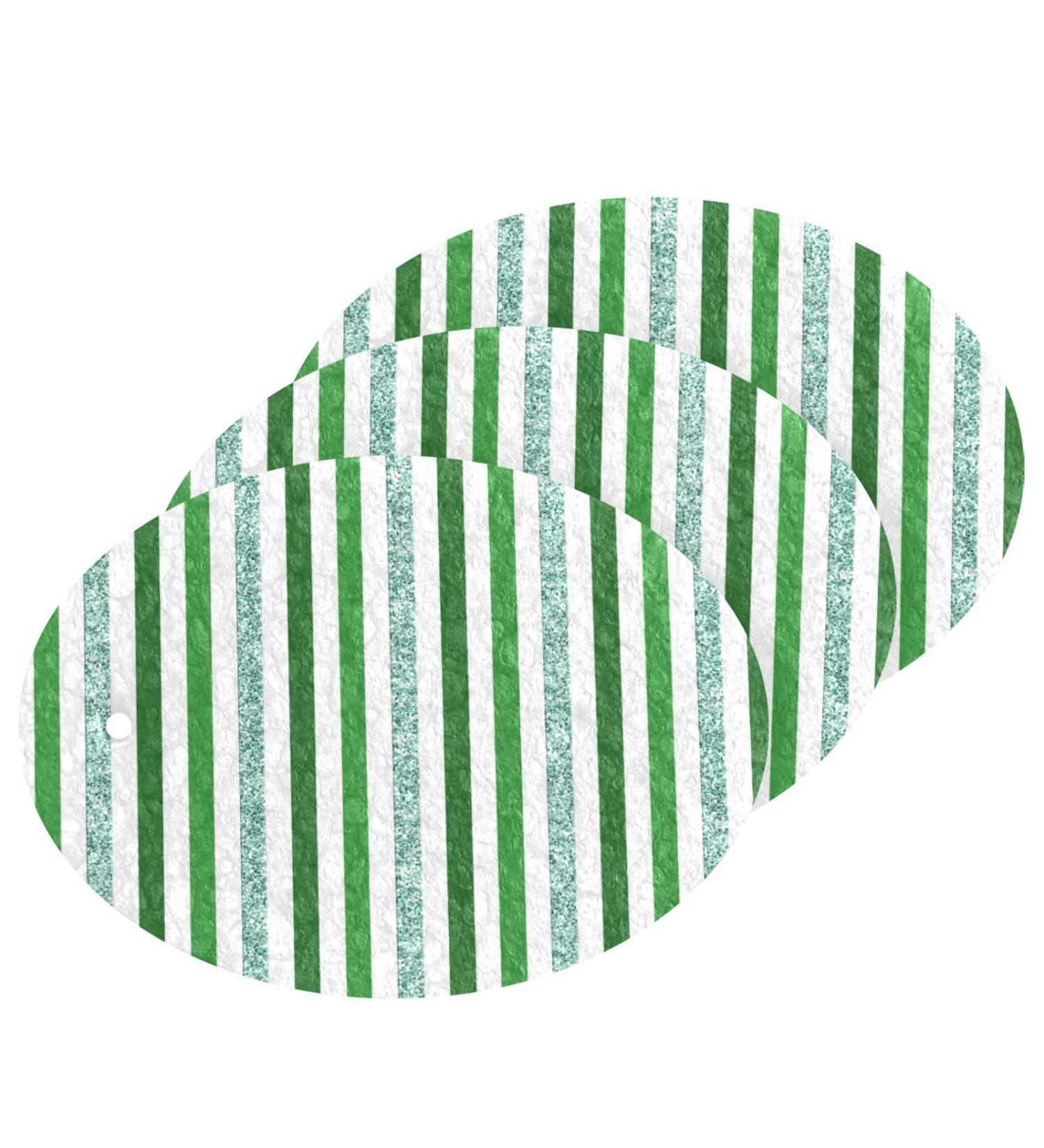 3-Pack Cleaning Kitchen Sponges Oval Green Stripes Kitchen Cellulose Dishwashing Wood Pulp Cotton - Buy Online on GoSupps.com