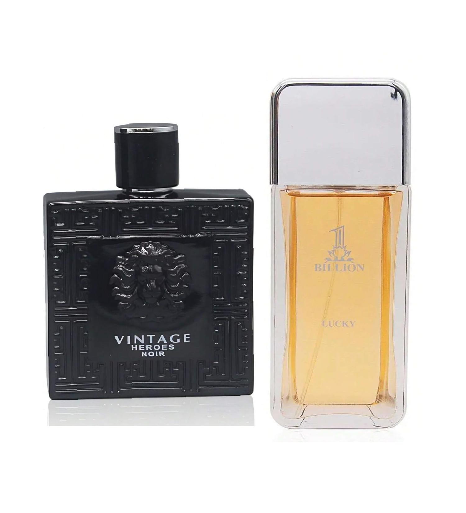 Vintage Heroes Noir&1 Billion Lucky Combo Cologne for Men/Eau de Parfum Natural Spray Top Notes of Green Apple and Lemon Middle Notes of Tonka Bean Base Notes of Geranium- Natural Spray 100ML - Buy Online on GoSupps.com