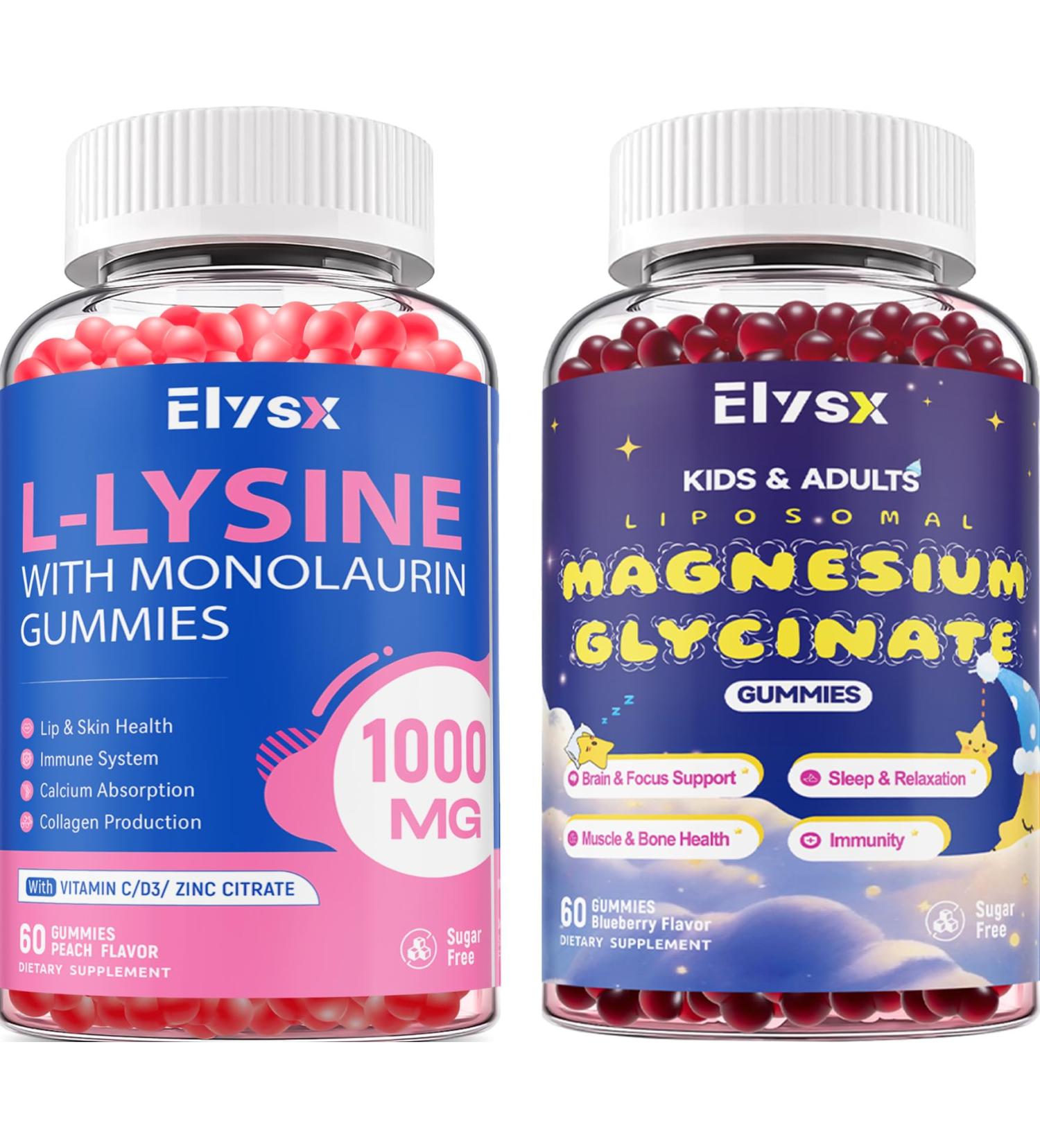 Lysine Monolaurin & Liposomal Magnesium Glycinate Gummies Lip & Oral Health Immune Muscle & Relax - Buy Online on GoSupps.com