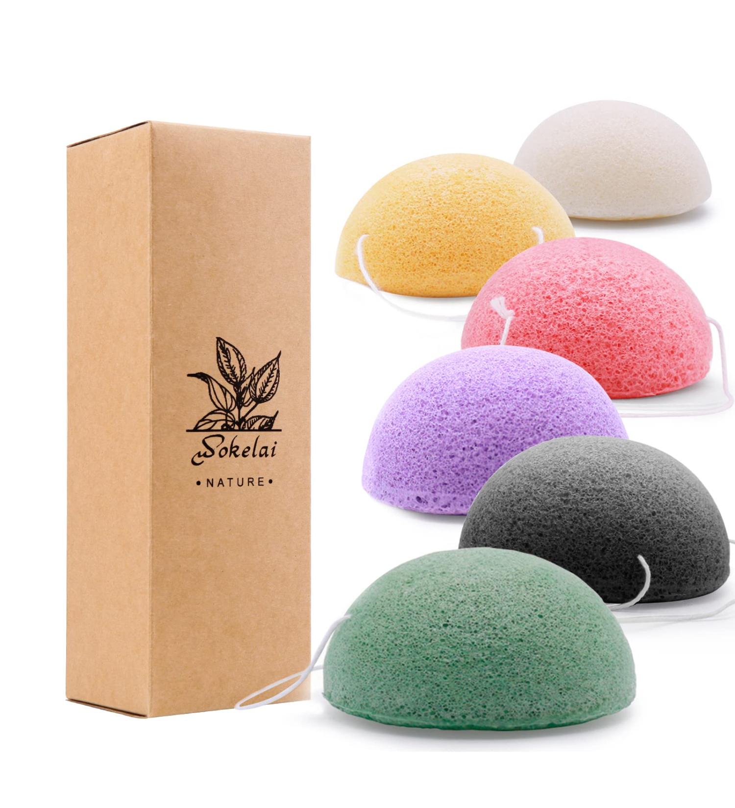 Organic Konjac Facial Sponges for Cleansing and Exfoliating - 6 Pack Konjac Face Sponge for Face and Body, Natural Cleaning Puff Scrubber for Shower, Bath, and Spa - Men, Women, Babies - Buy Online on GoSupps.com