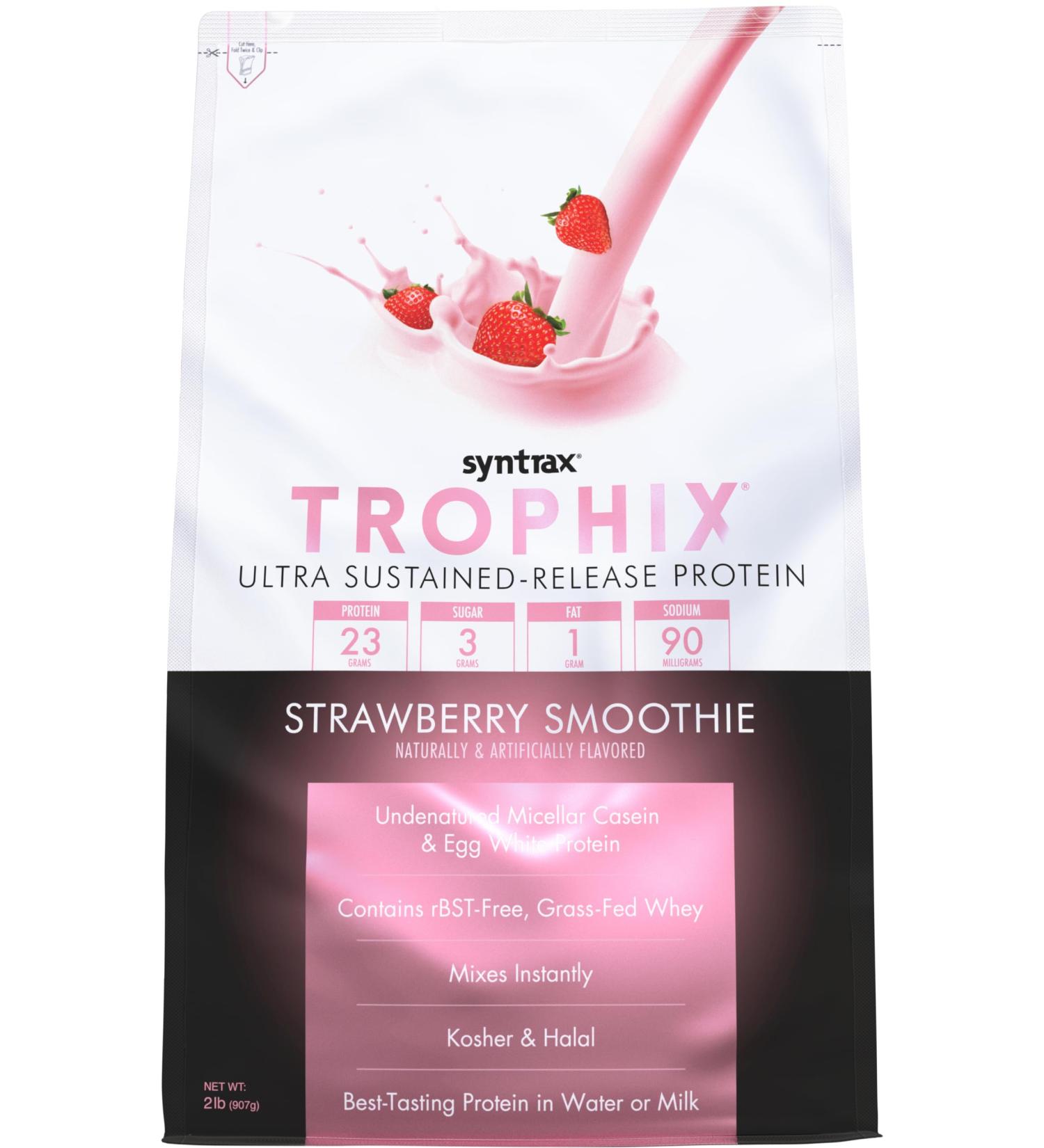 Buy Syntrax Nutrition Trophix Protein Powder - Ultra Sustained-Release Strawberry Smoothie 2 lbs | International Shipping Available - Buy Online on GoSupps.com