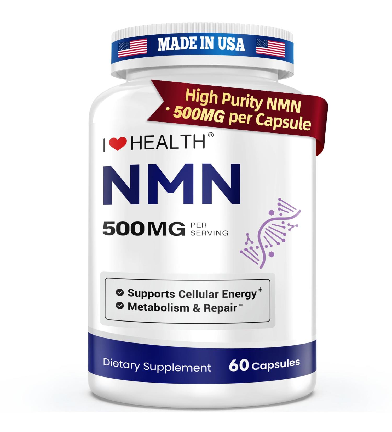 NMN 500MG Per Capsule High Purity 99.9% NMN NAD+ Support for Cellular Energy & Healthy Aging 60 Capsules Third-Party Tested cGMP Made in USA - Buy Online on GoSupps.com