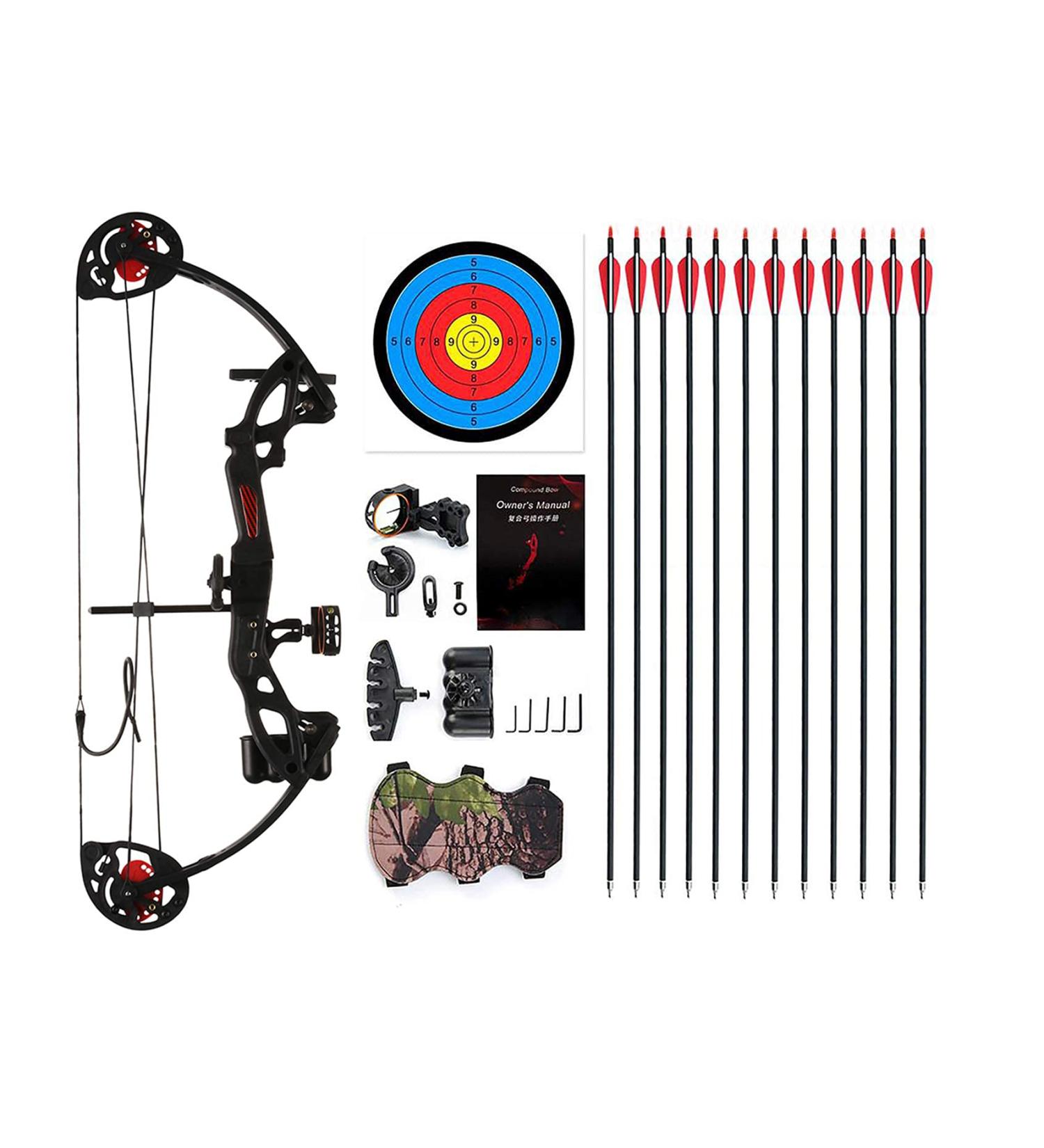 PANDARUS Compound Bow Archery Set for Youth and Beginners - 19-28 Draw Length, 15-29 lbs Draw Weight, 260 fps - Right Handed - Includes Hunting Equipment - Buy Online on GoSupps.com