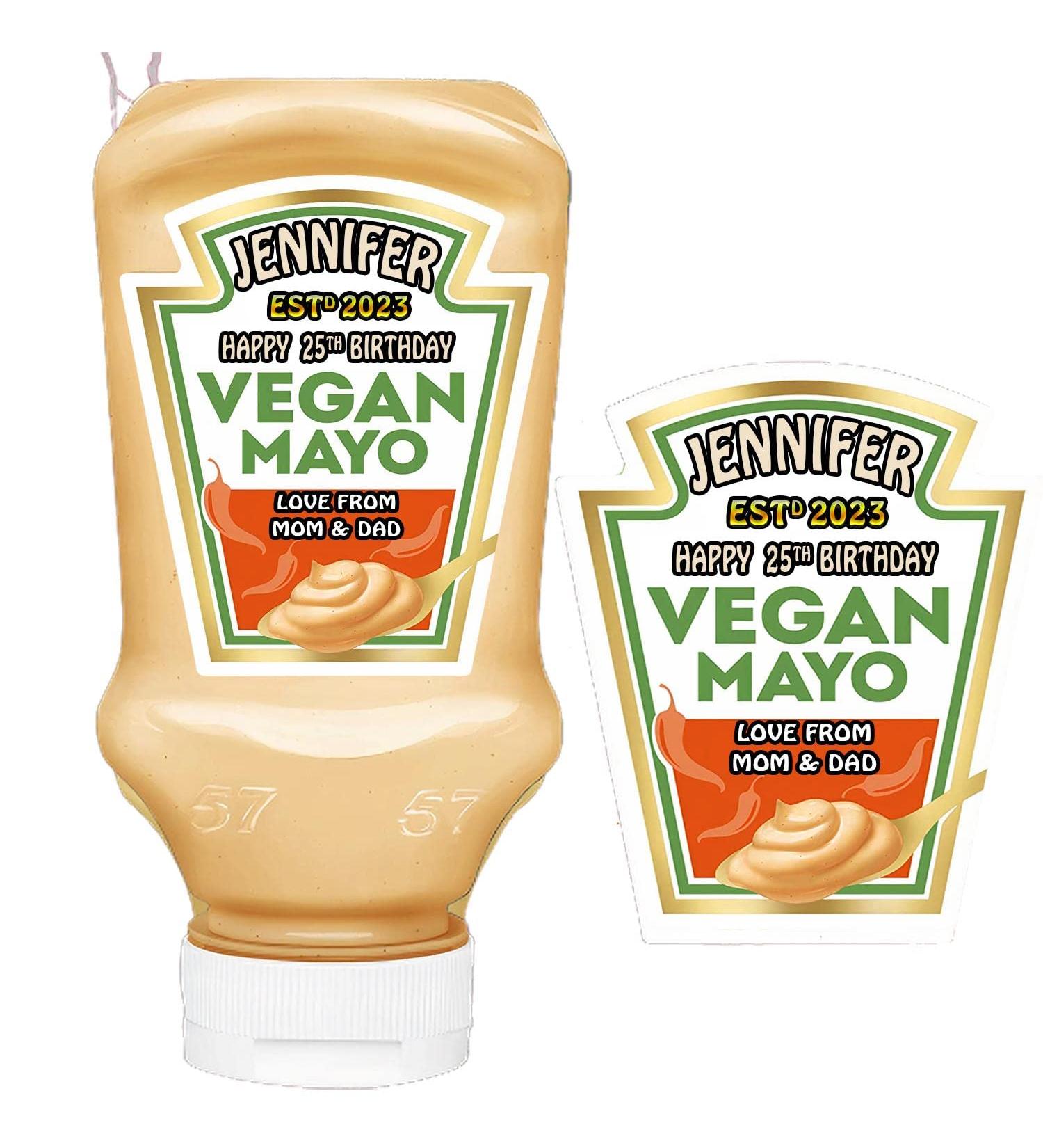 Personalised Customised Bottle Label Sticker for Heinz Vegan Mayo 220ml - Buy Online on GoSupps.com