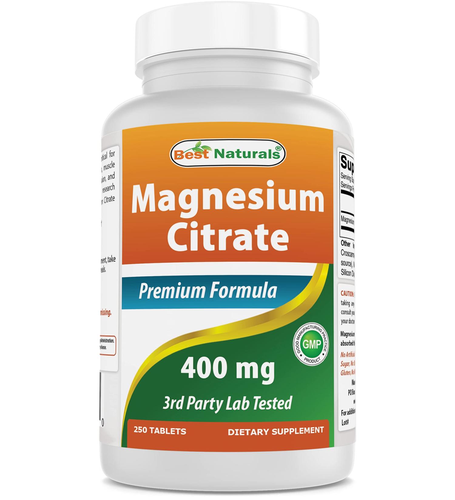Best Naturals Magnesium Citrate 400mg - 250 Tablets | 400mg Elemental Magnesium | High Potency Supplement - Buy Online on GoSupps.com