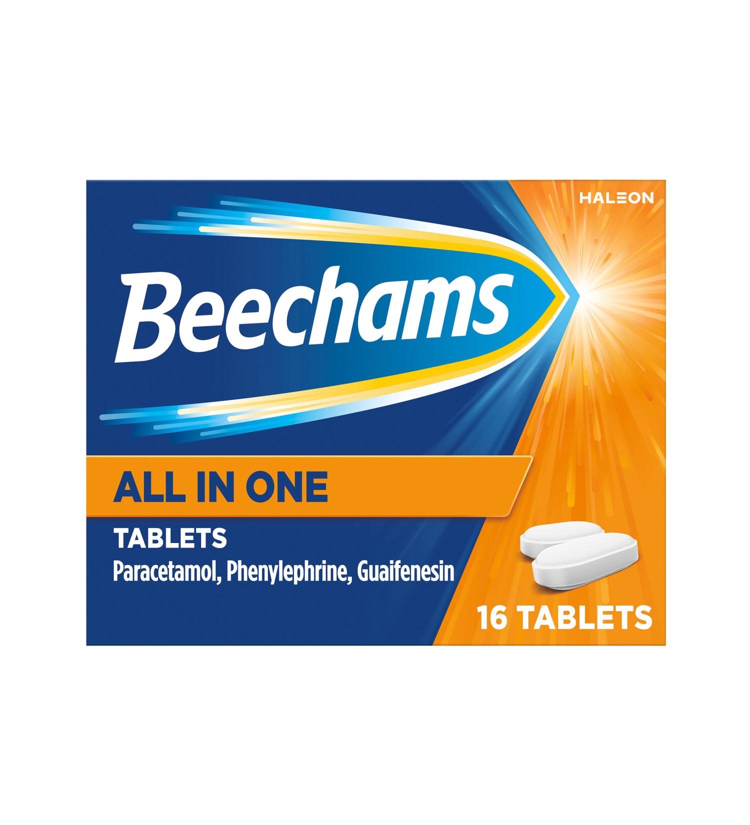 Beechams Cold & Flu Tablets Pain Cough & Congestion Relief Medicine with Paracetamol All in One Tablets 16 Count C&F TABLETS 16 - Buy Online on GoSupps.com