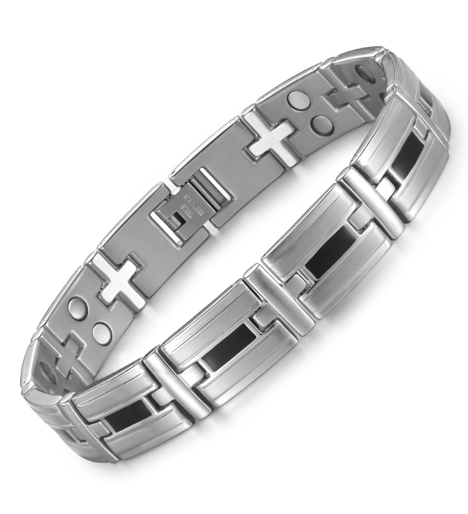 Rainso Men's Stainless Steel Magnetic Bracelet - Strong 3500 Gauss Arm Straps with Gift Box - Buy Online on GoSupps.com