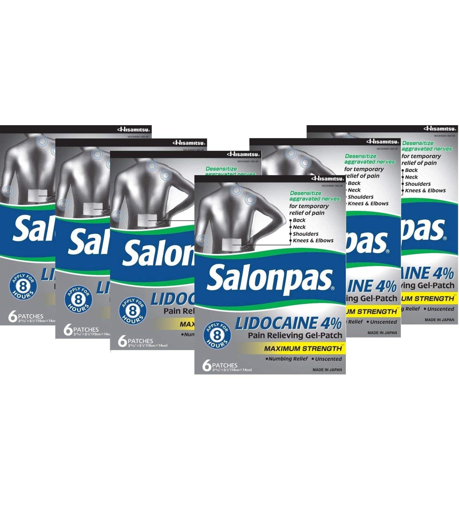 Salonpas LIDOCAINE Special 6 PACK Pain Relieving Maximum Strength Gel Patch!