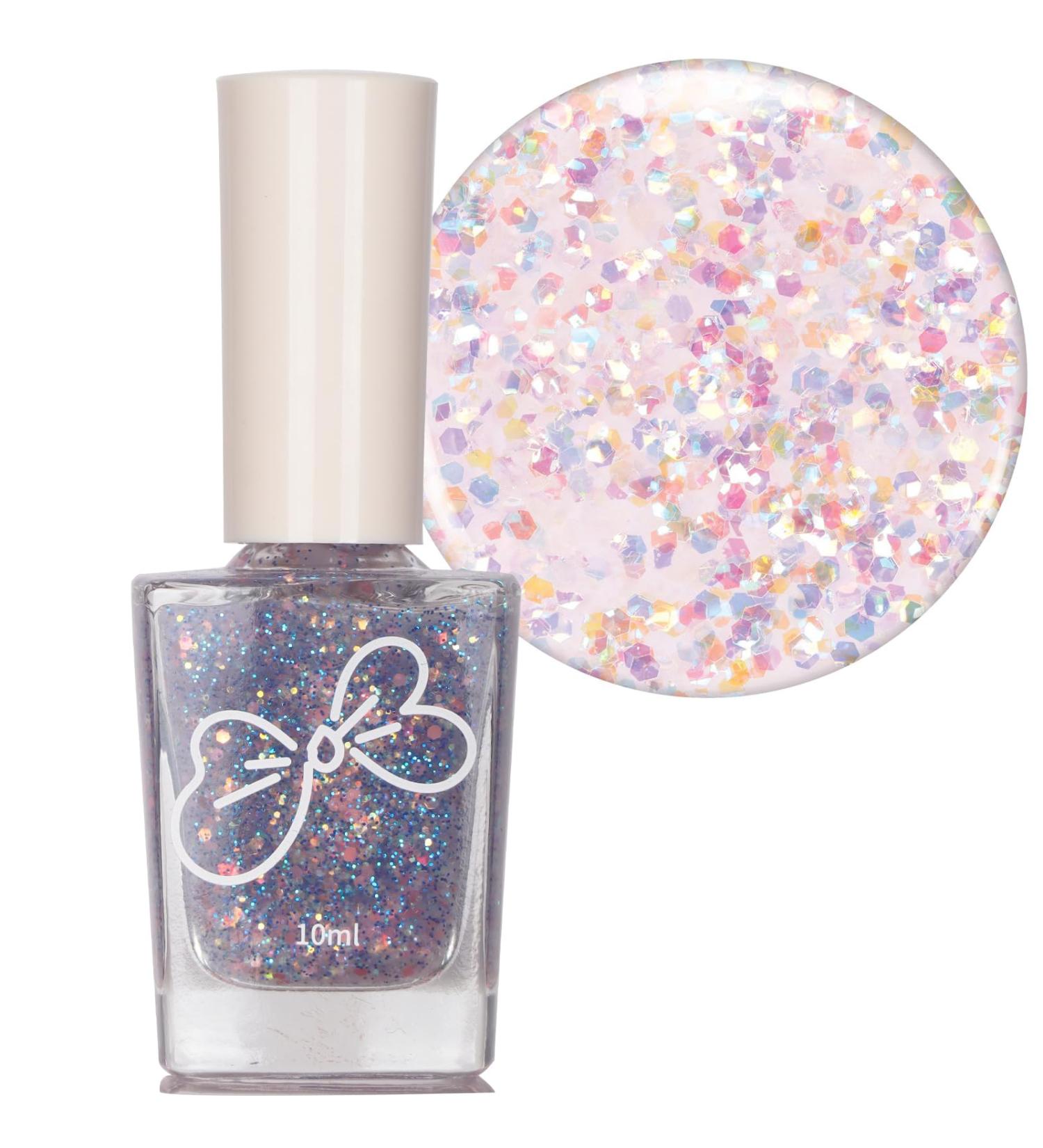 Glitter Nail Polish - Purple Sparkle Nail Varnish - 2 In 1 Pink Nail Varnish Purple Nail Polish - 60 Seconds Quick Drying & Long Lasting Holographic Nail Polish - No Need Baking - Buy Online on GoSupps.com