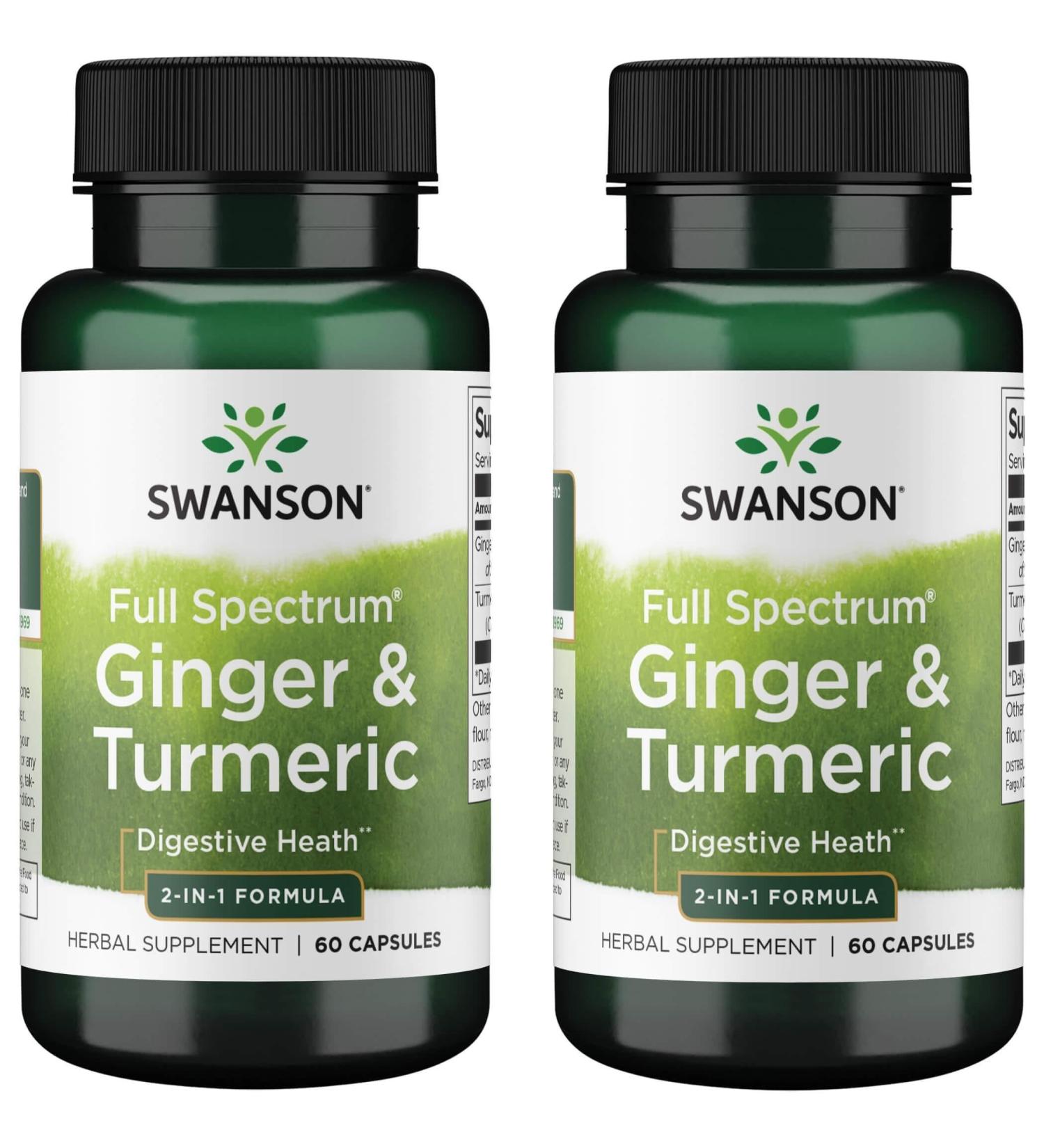 Swanson Full Spectrum Ginger & Turmeric 60 Capsules (2 Pack)