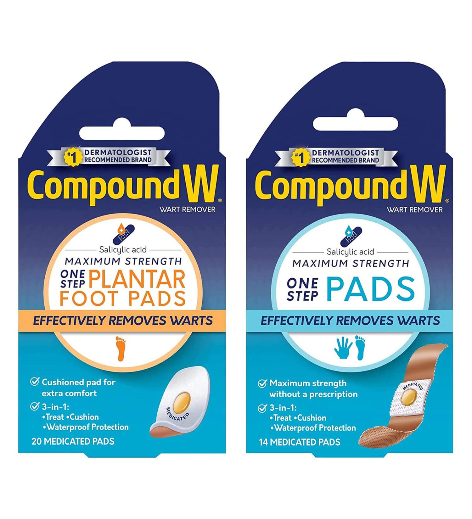 Compound W Wart Remover Pads Pack - 14 One Step Pads + 20 Plantar Foot Pads - Buy Online on GoSupps.com