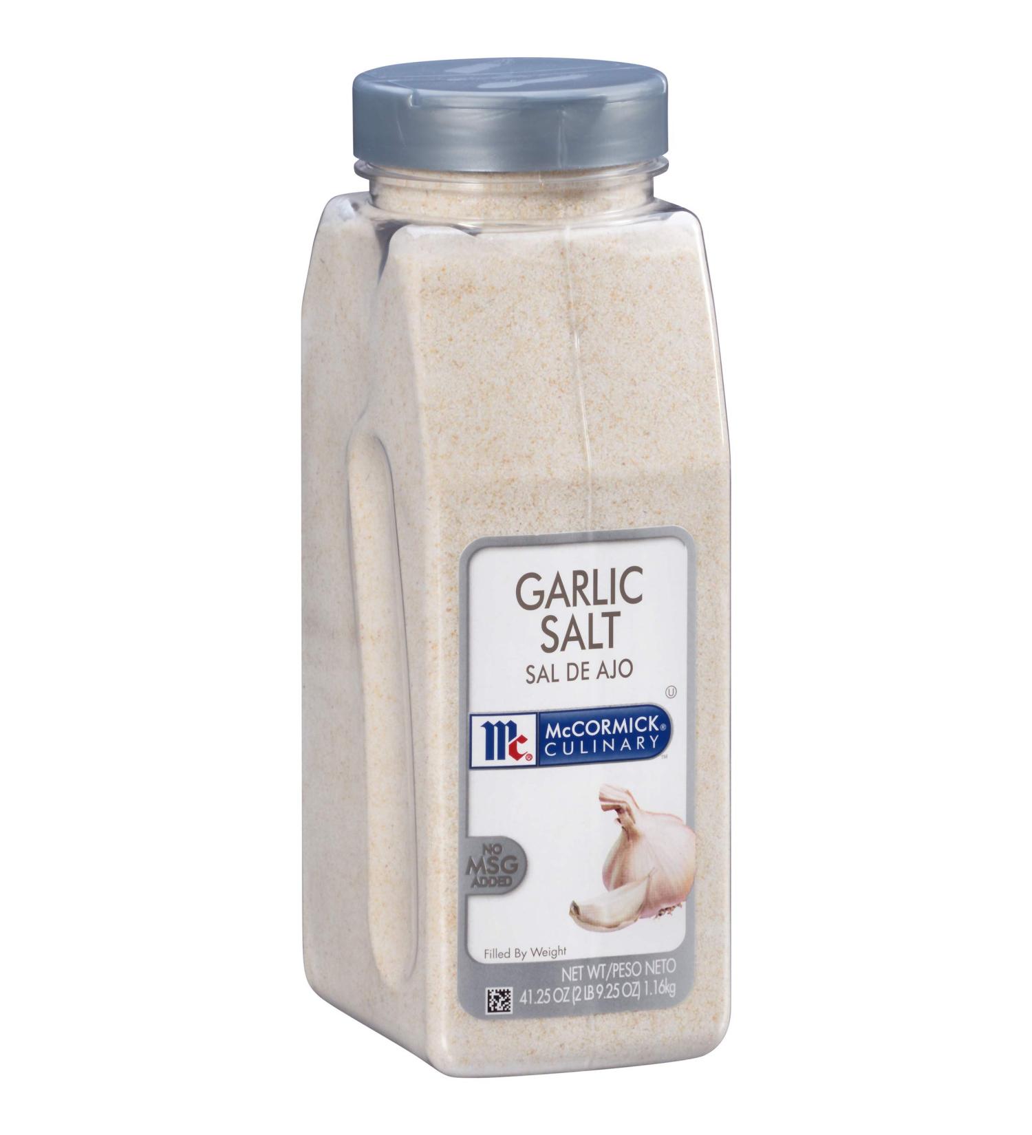 McCormick Culinary Garlic Salt 41.25 oz - Versatile Seasoning for Soups, Breads, Vegetables, Meats - 2.57 Pound Container - Buy Online on GoSupps.com