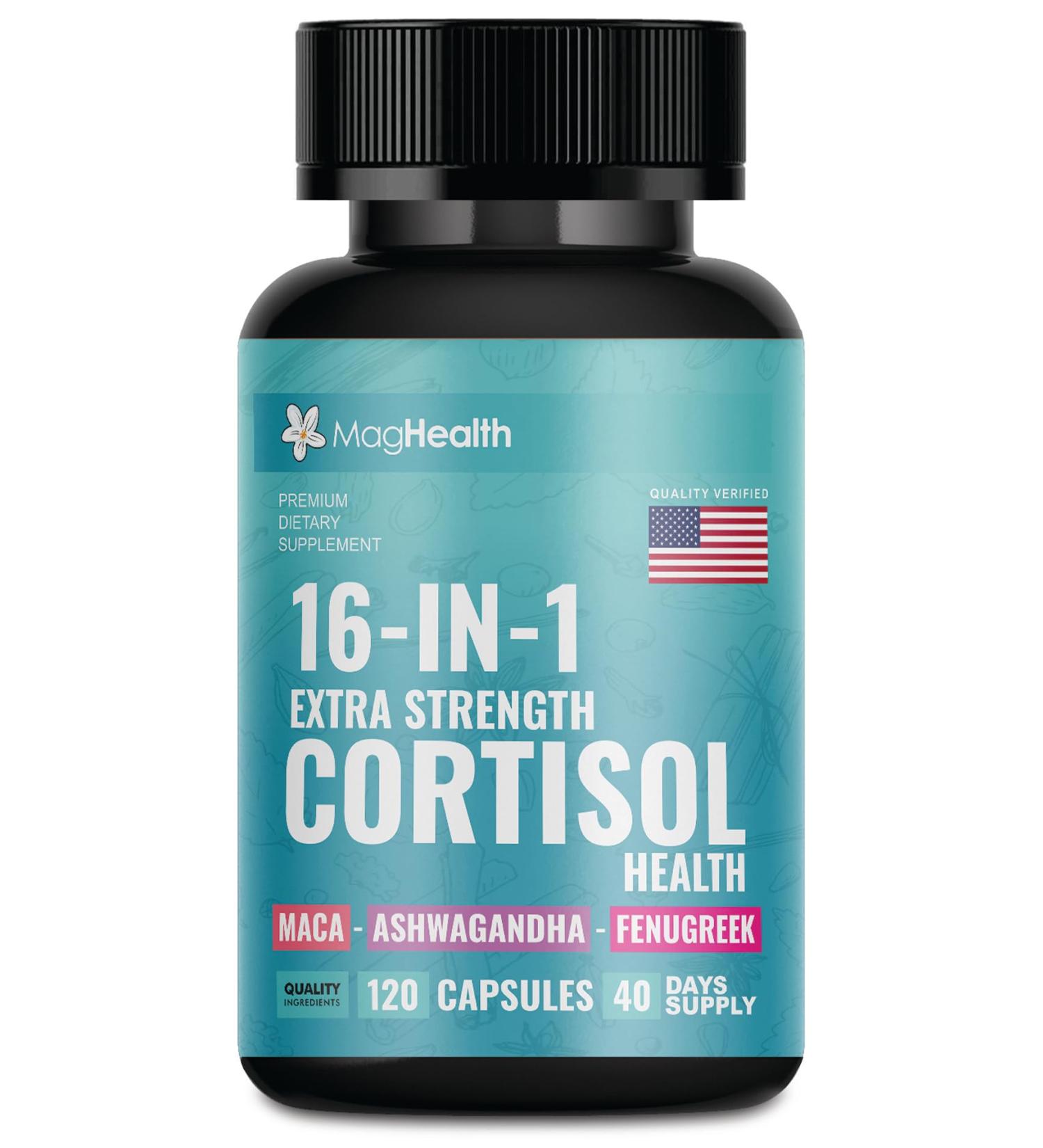 Cortisol Complex 16-in-1 Supplement for Women & Men | Stress Support Manager with Organic Ashwagandha, Maca Root, Rhodiola Rosea & Shilajit | Adaptogen Blend for Balance & Energy | 120 Capsules - Buy Online on GoSupps.com