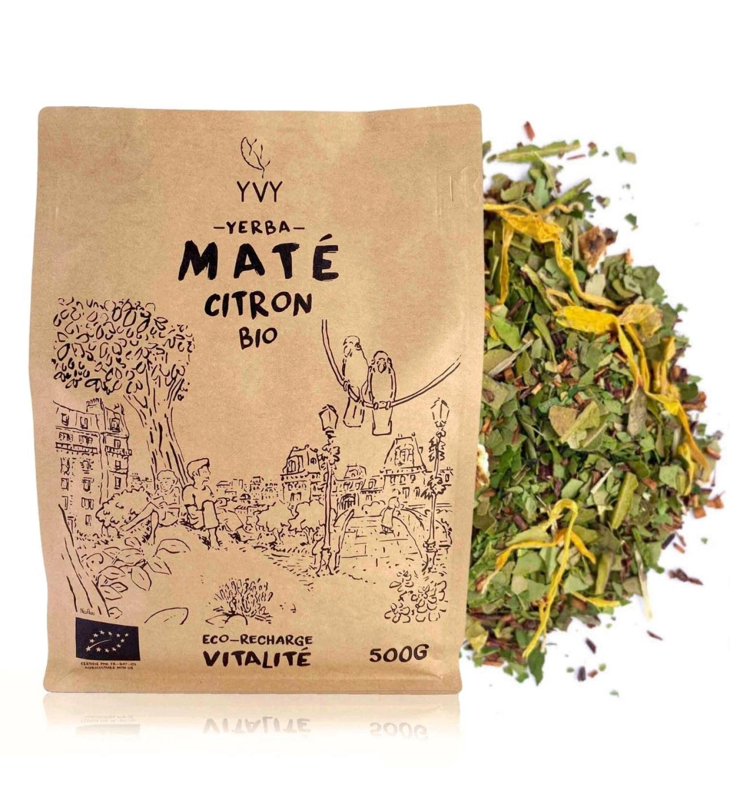  YVY YVY Yerba Mate Organic Lemon 500g | Organic and Non Smoked Mate | Stemless | Soft refreshing and toning mate | Ideal for daily consumption | Caffeinated Drink - Buy Online on GoSupps.com