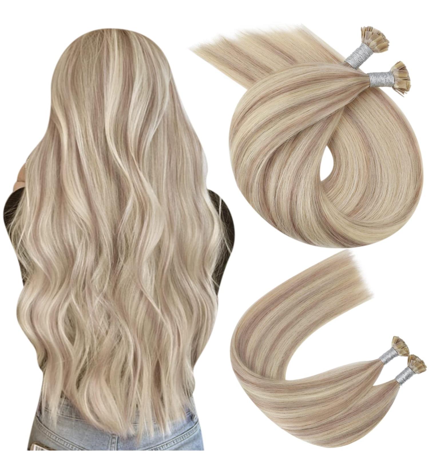 UGEAT Real Hair Extensions - Ashblond & Blonde Highlights 40cm Keratin U-Tip 50g 50 Pieces #18/613 - Smooth Stylish International Shipping - Buy Online on GoSupps.com