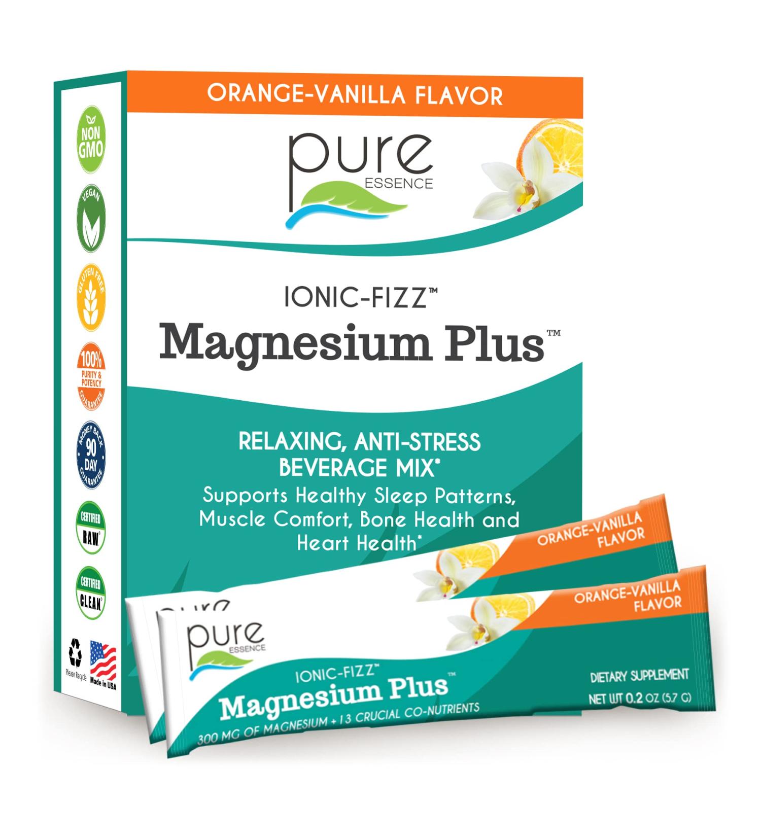 Pure Essence Labs Ionic-Fizz Magnesium Plus Stick - Orange Vanilla 15ct - Buy Online on GoSupps.com