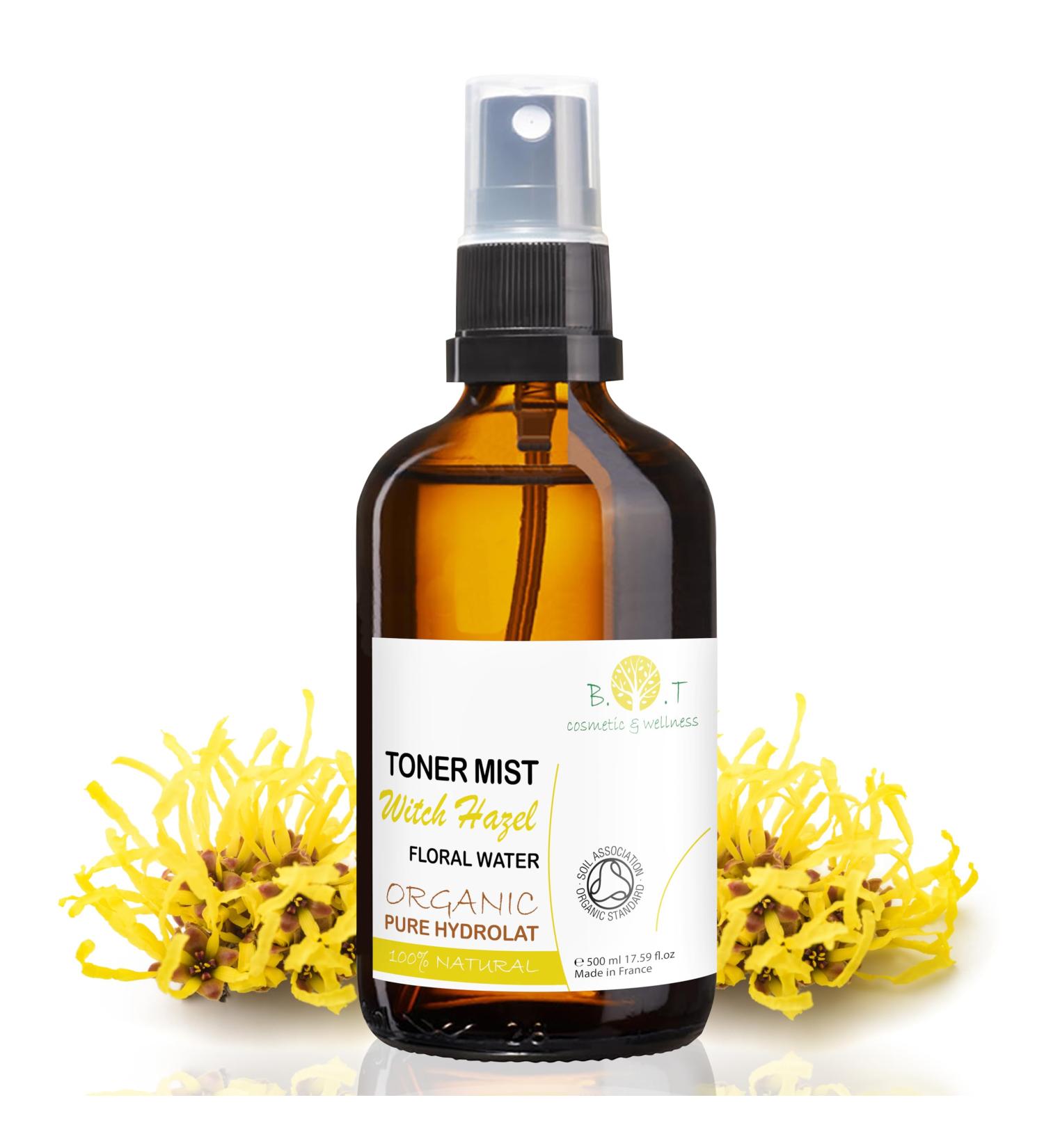 Organic Hamamelis Water - Face Tonic 500ml | Witch Hazel Cleaner for Greasy & Sensitive Skin | Pore Minimizer & Impurity Eliminator - Buy Online on GoSupps.com