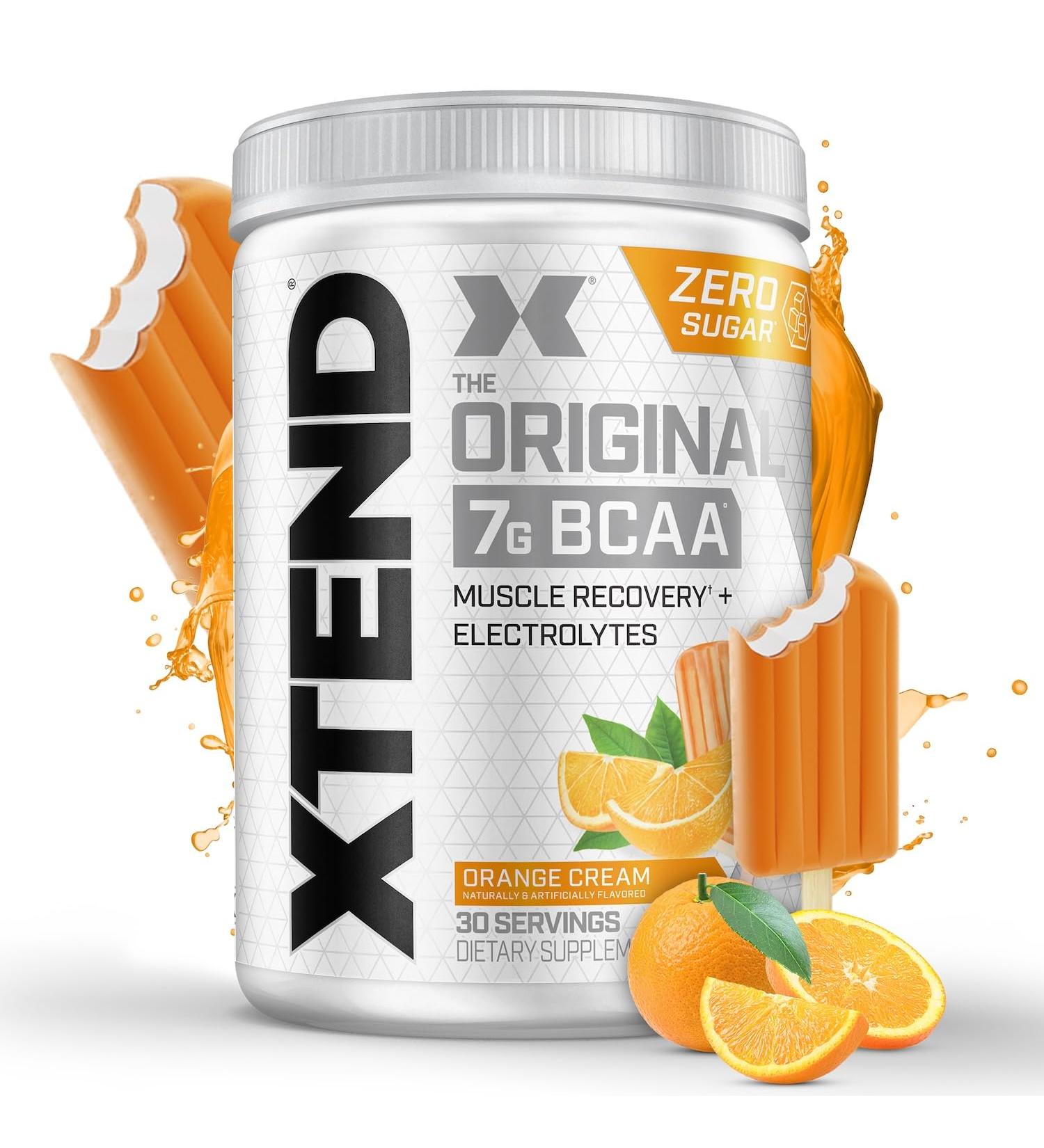 XTEND Original BCAA Powder - Sugar Free Post Workout Muscle Recovery Drink | 7g BCAA & 2.5g L-Glutamine | Orange Cream Flavor | 30 Servings - Buy Online on GoSupps.com