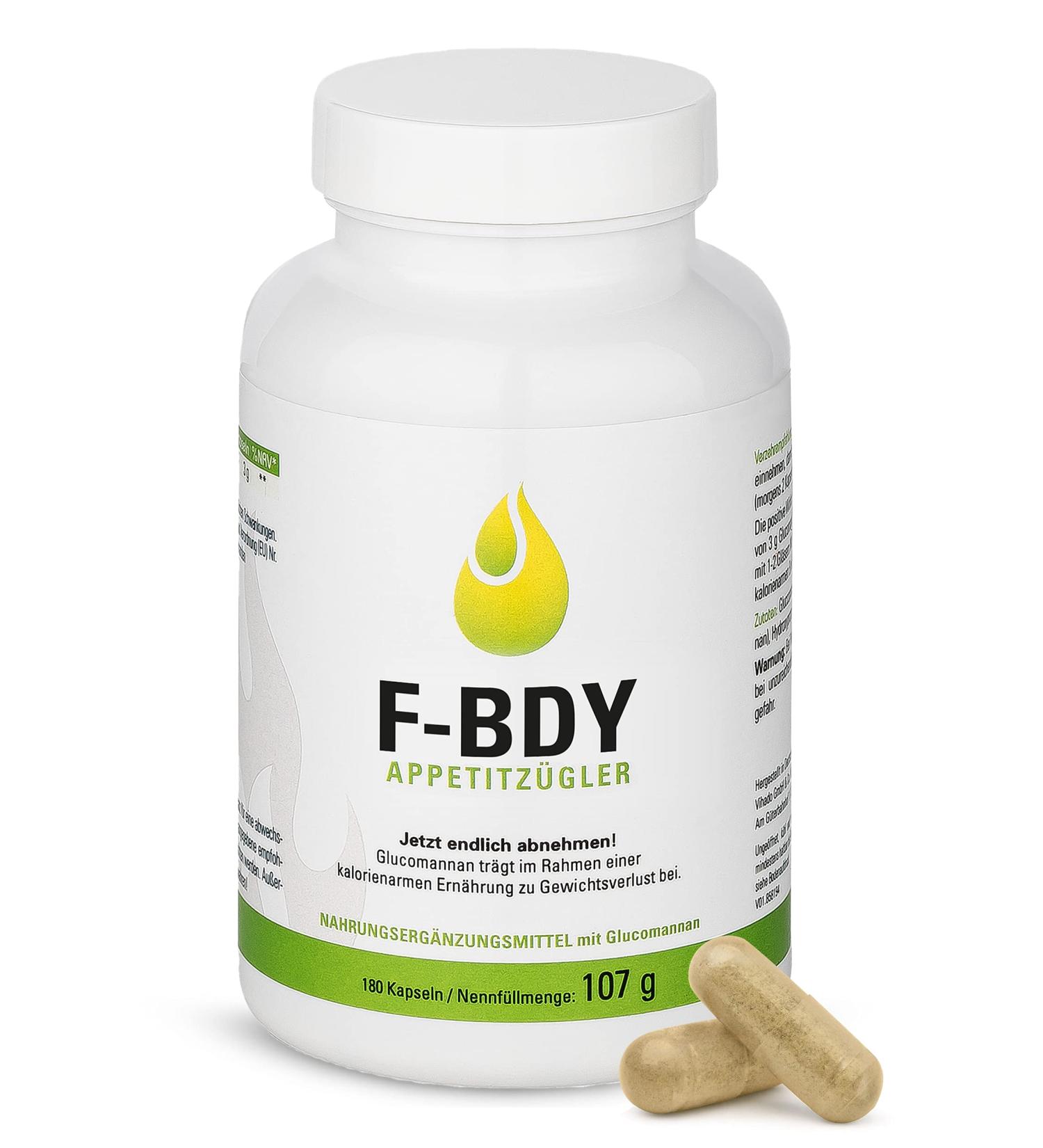 VIHADO F-BDY Appetite Suppressants | Vegan Glucomannan Conjak Root | High-Dose 180 Capsules for Weight Loss - Buy Online on GoSupps.com