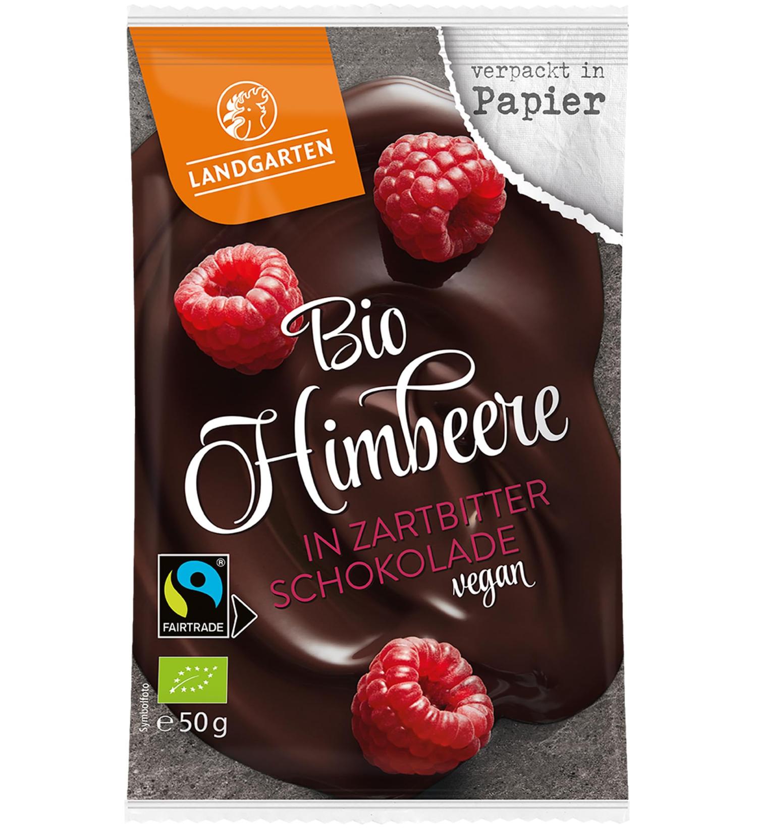 Buy Landgarten Vegan Organic Raspberry in Dark Chocolate - 50g Pack - Delicious Guilt-Free Snack - Buy Online on GoSupps.com